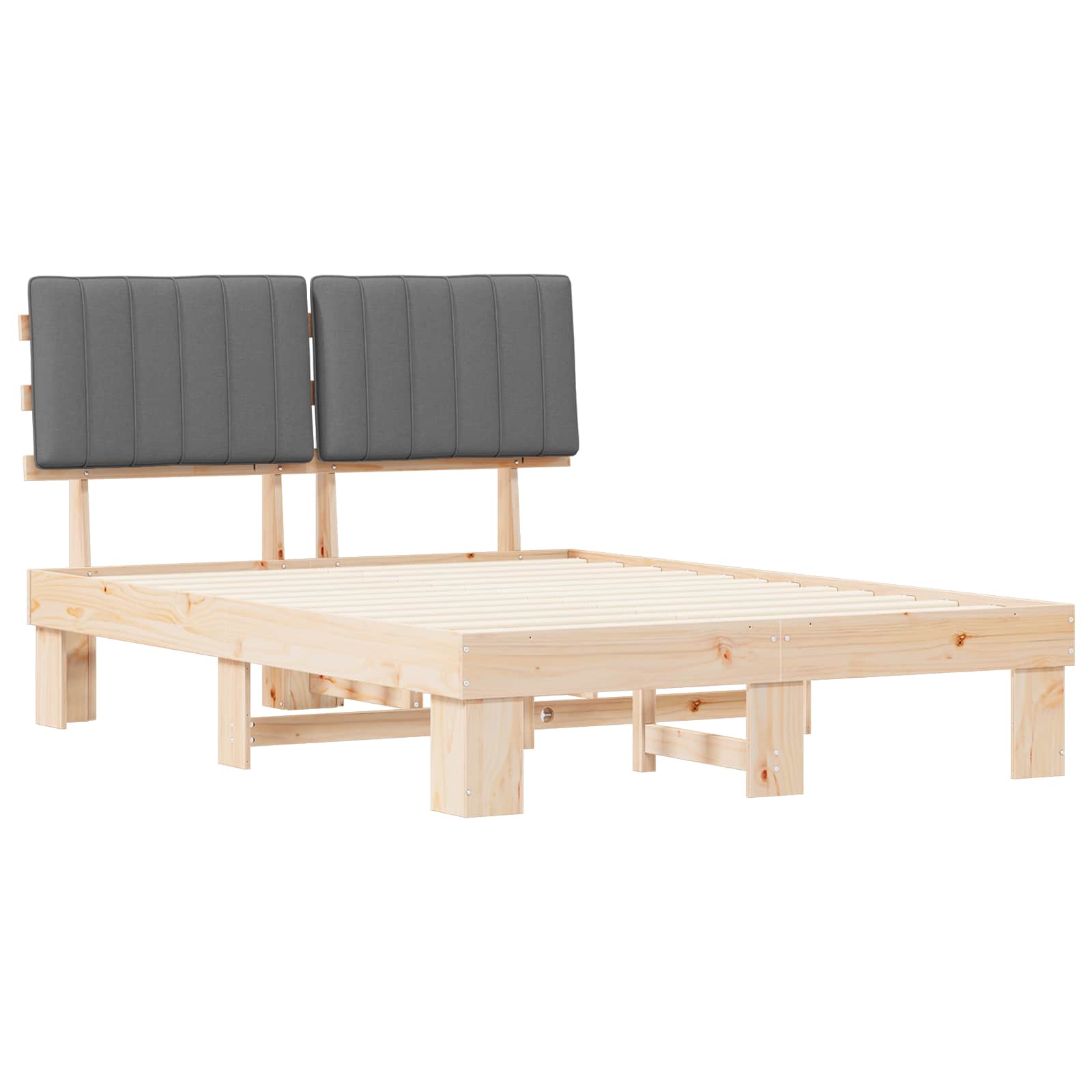 Bedframe met Gevoerd Hoofdgedeelte Lichtgrijs 135 x 190 cm is nu te koop bij PeponiXL, paradijselijk wonen!