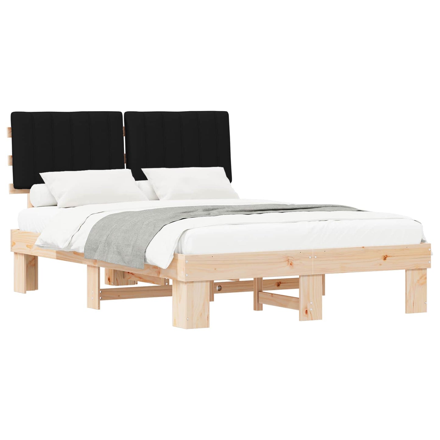 Bedframe met Gevoerd Hoofdgedeelte Zwart 135 x 190 cm is nu te koop bij PeponiXL, paradijselijk wonen!