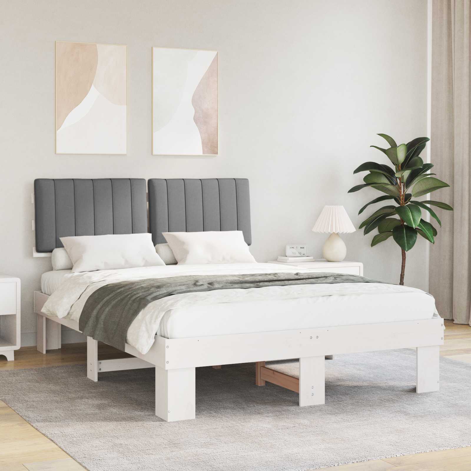 Bedframe met Gevoerd Hoofdgedeelte Lichtgrijs 135 x 190 cm is nu te koop bij PeponiXL, paradijselijk wonen!