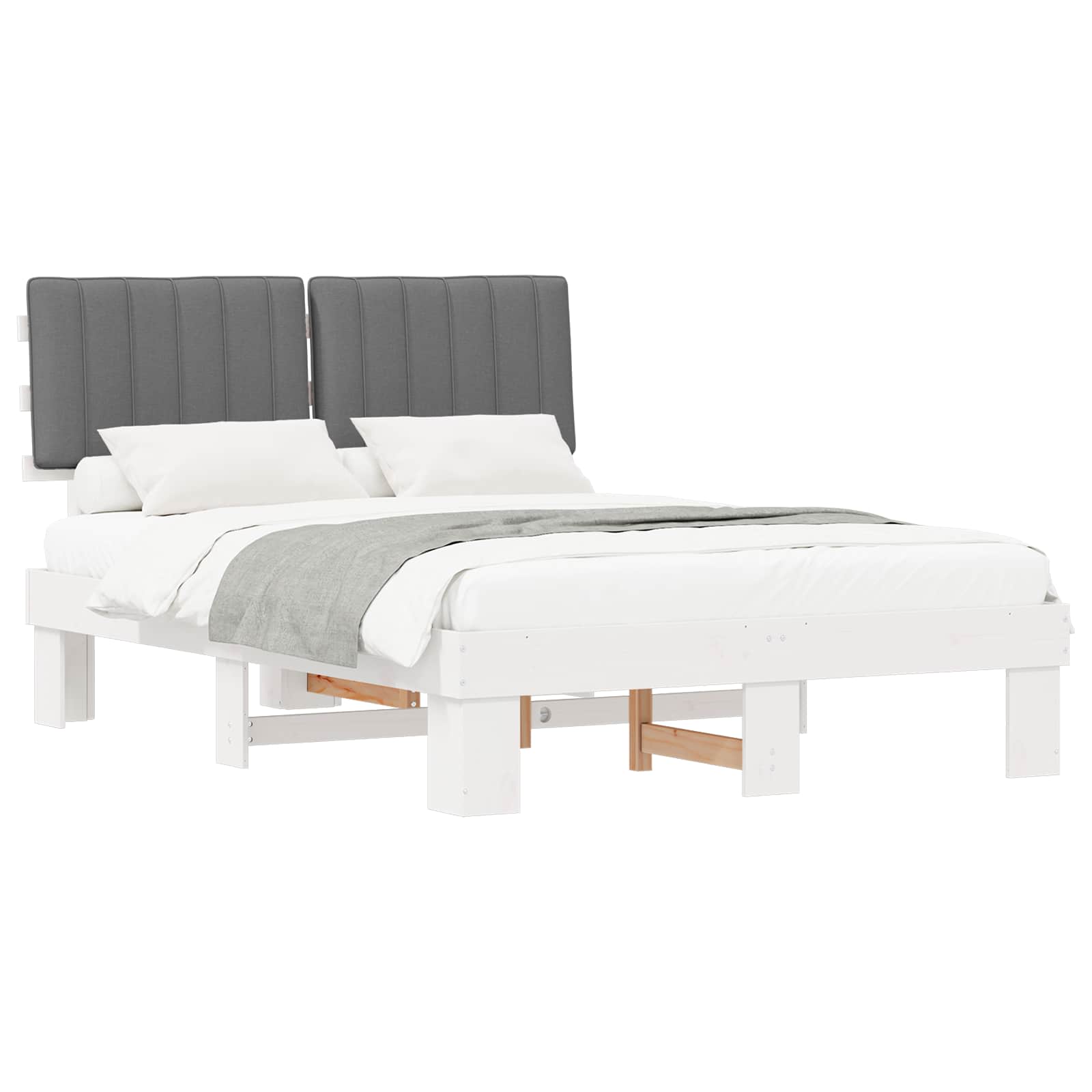 Bedframe met Gevoerd Hoofdgedeelte Lichtgrijs 135 x 190 cm is nu te koop bij PeponiXL, paradijselijk wonen!