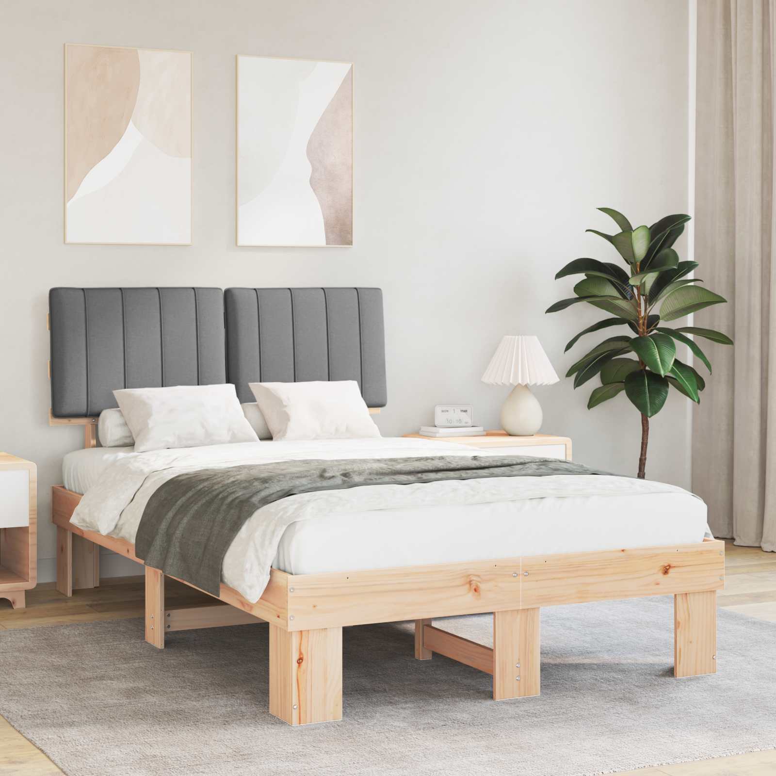 Bedframe met Gevoerd Hoofdgedeelte Lichtgrijs 120 x 190 cm is nu te koop bij PeponiXL, paradijselijk wonen!
