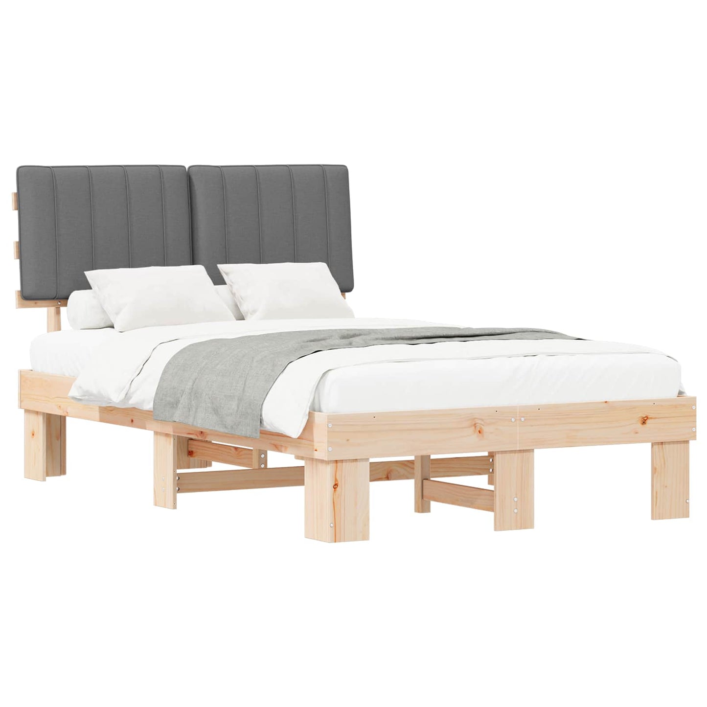 Bedframe met Gevoerd Hoofdgedeelte Lichtgrijs 120 x 190 cm is nu te koop bij PeponiXL, paradijselijk wonen!