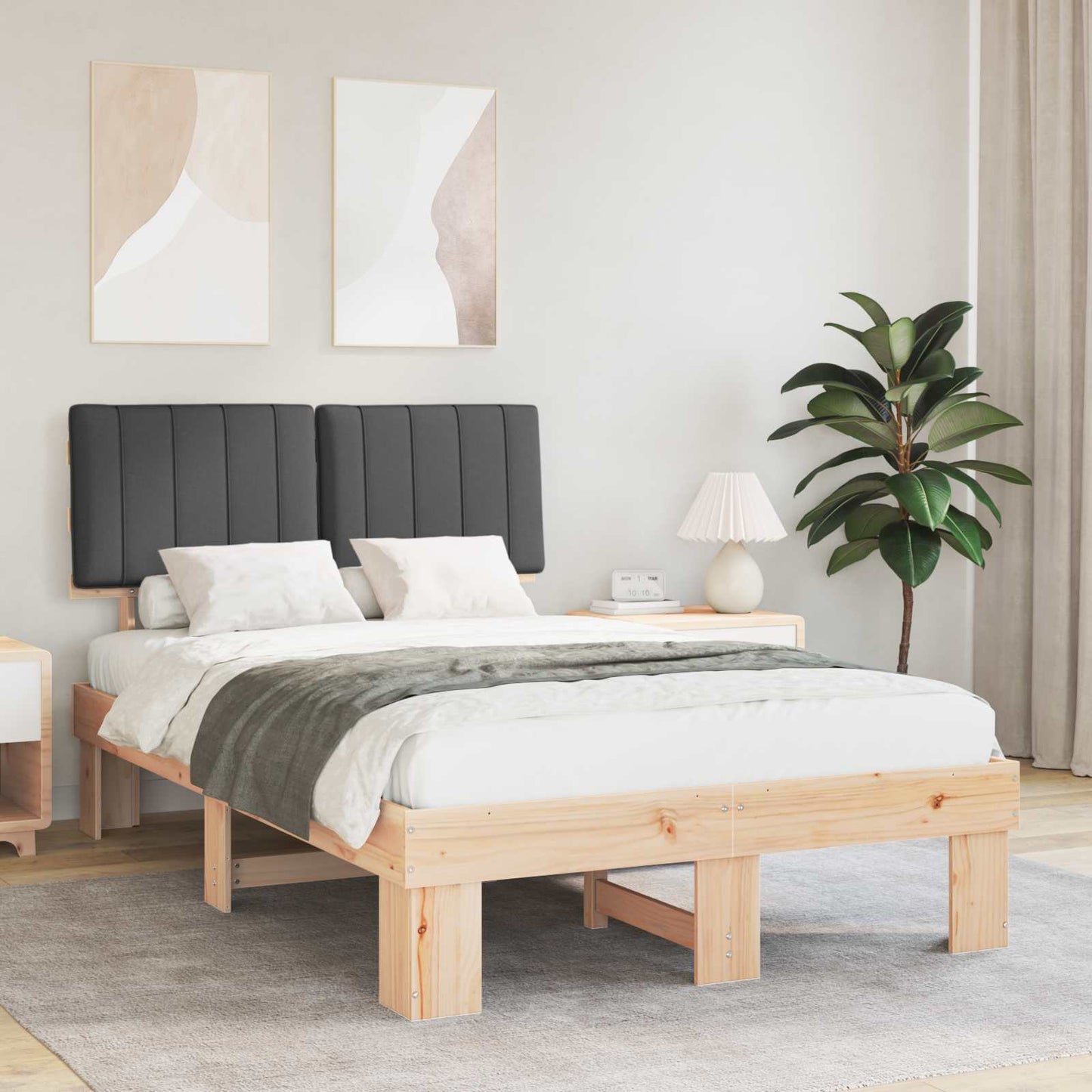 Bedframe met Gevoerd Hoofdgedeelte Donkergrijs 120 x 190 cm is nu te koop bij PeponiXL, paradijselijk wonen!