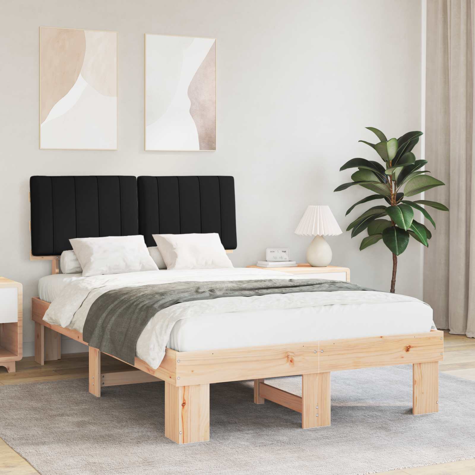 Bedframe met Gevoerd Hoofdgedeelte Zwart 120 x 190 cm is nu te koop bij PeponiXL, paradijselijk wonen!
