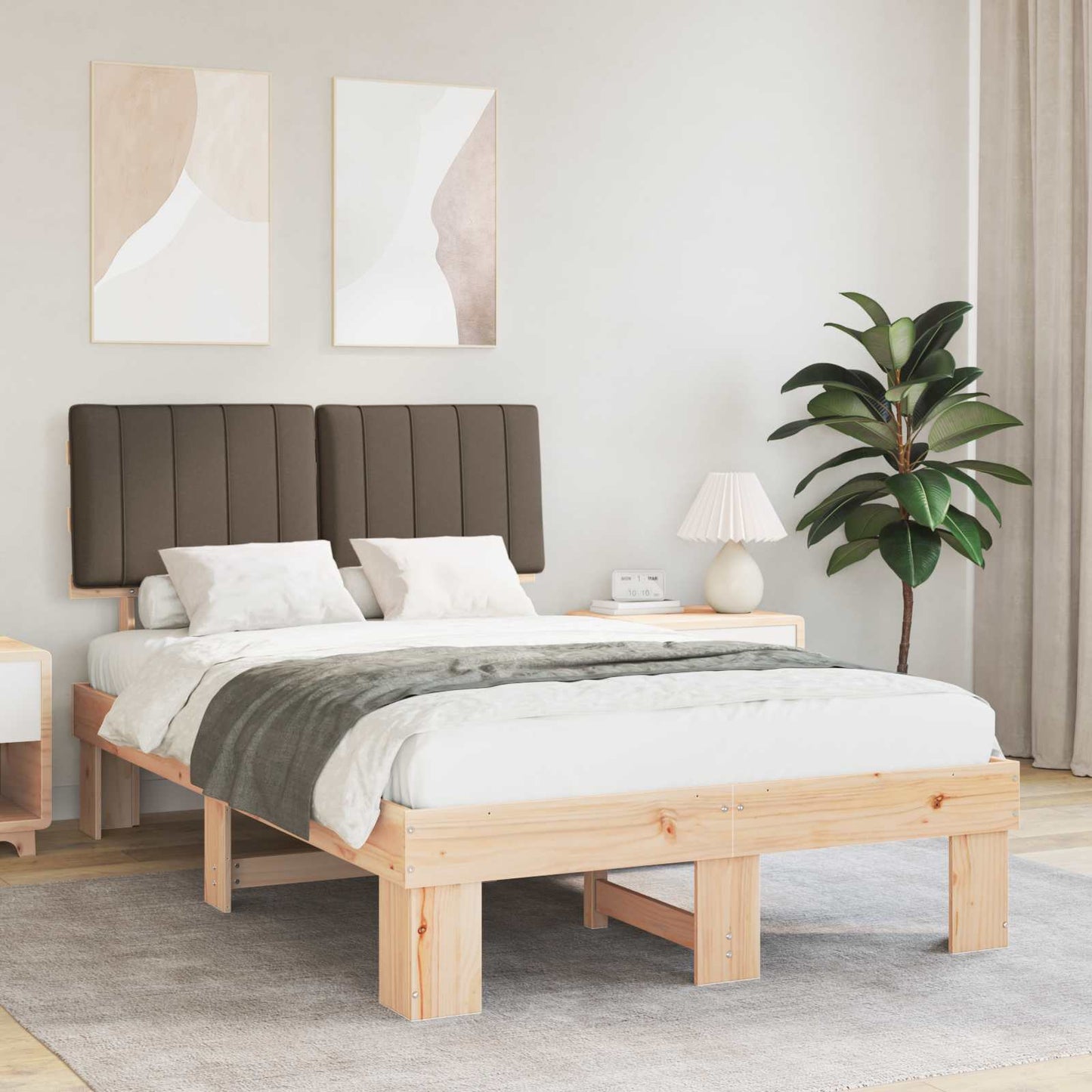 Bedframe met Gevoerd Hoofdgedeelte Taupe 120 x 190 cm is nu te koop bij PeponiXL, paradijselijk wonen!