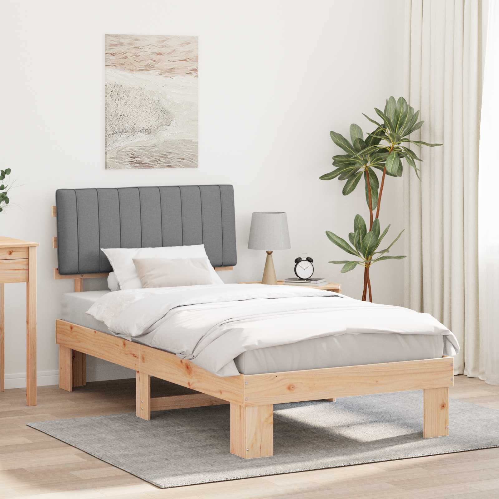 Bedframe met Gevoerd Hoofdgedeelte Lichtgrijs 100 x 200 cm is nu te koop bij PeponiXL, paradijselijk wonen!