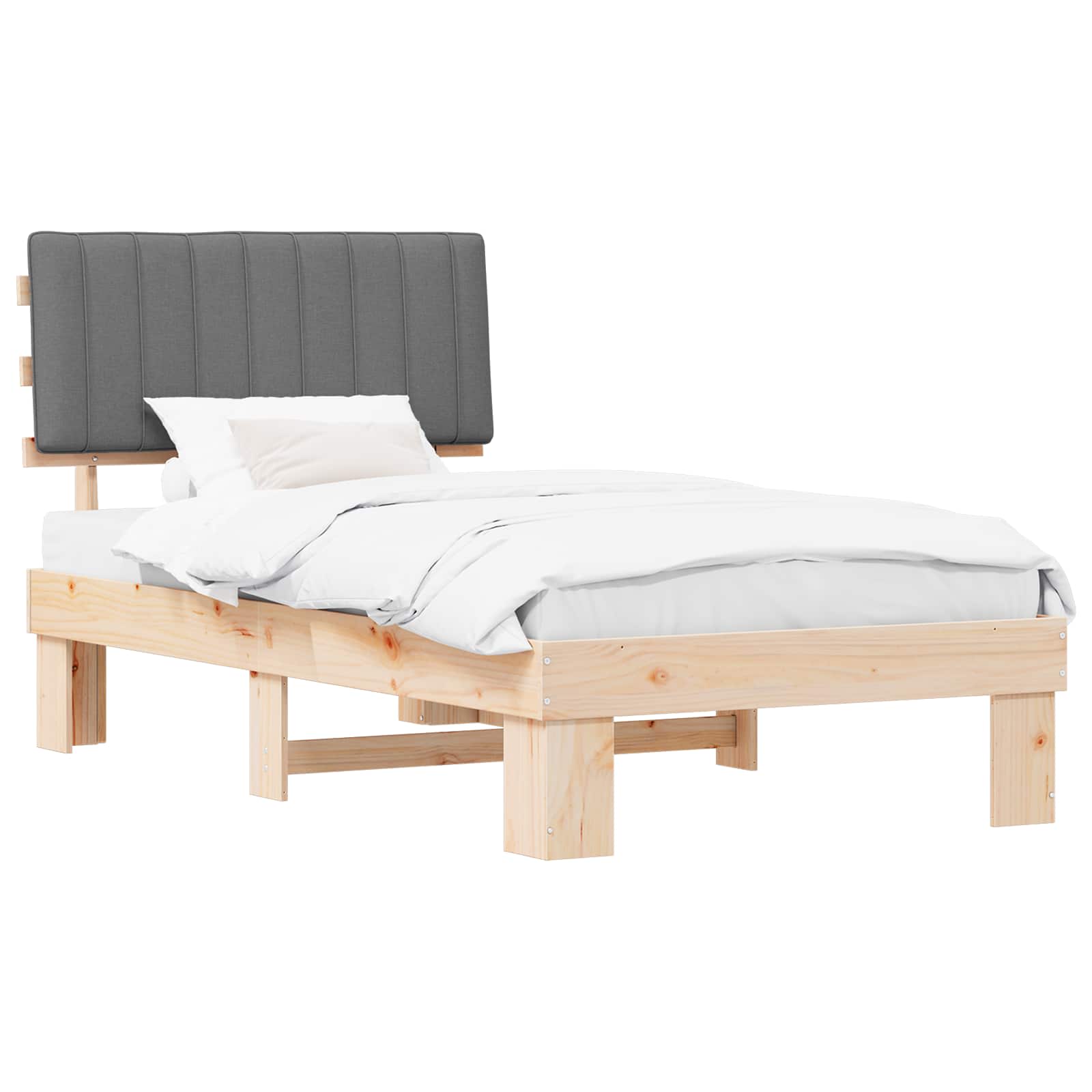 Bedframe met Gevoerd Hoofdgedeelte Lichtgrijs 100 x 200 cm is nu te koop bij PeponiXL, paradijselijk wonen!