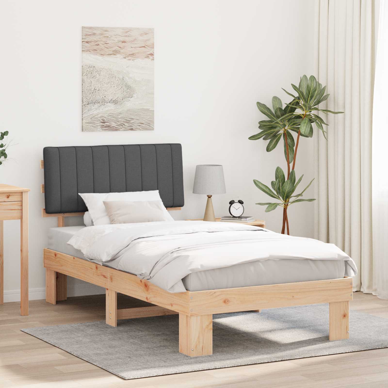Bedframe met Gevoerd Hoofdgedeelte Donkergrijs 100 x 200 cm is nu te koop bij PeponiXL, paradijselijk wonen!