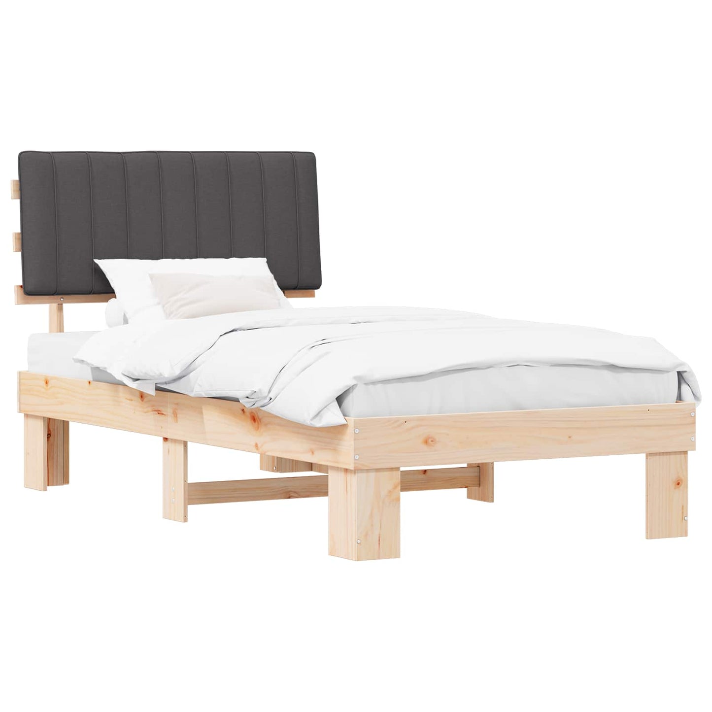 Bedframe met Gevoerd Hoofdgedeelte Donkergrijs 100 x 200 cm is nu te koop bij PeponiXL, paradijselijk wonen!