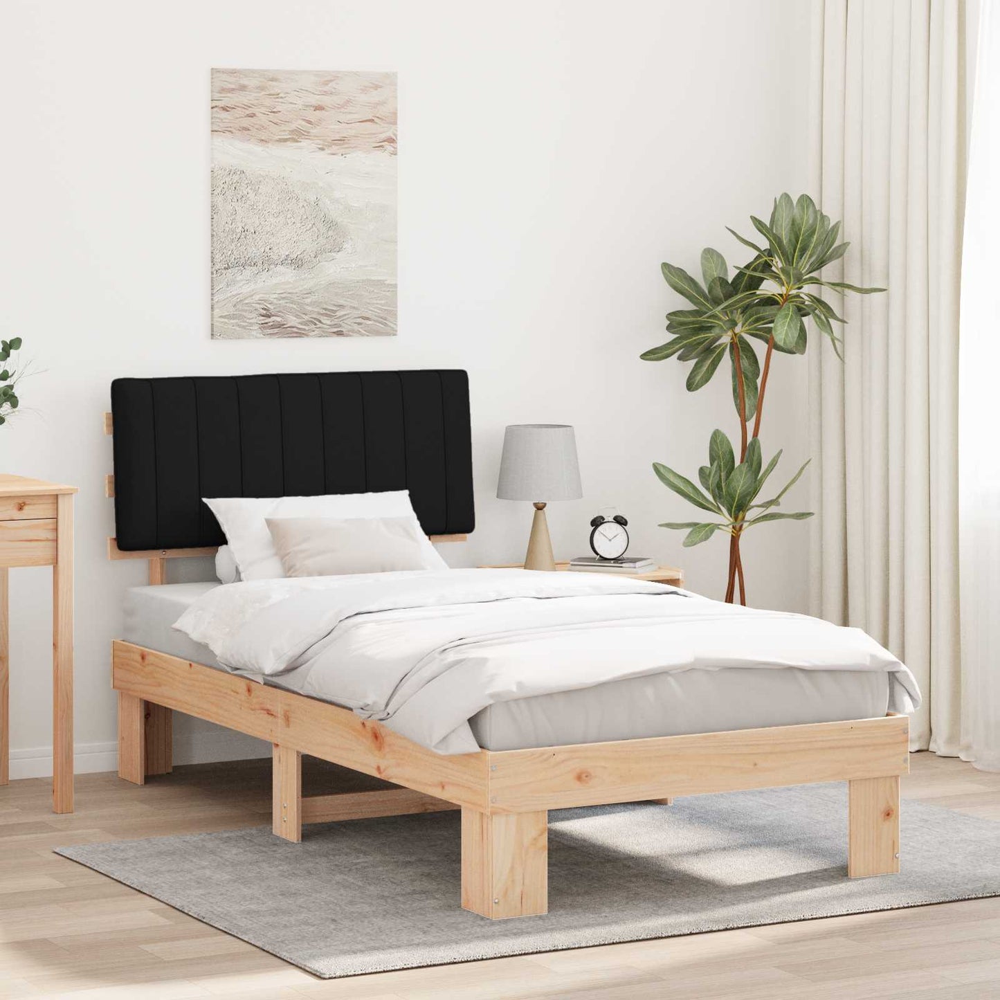 Bedframe met Gevoerd Hoofdgedeelte Zwart 100 x 200 cm is nu te koop bij PeponiXL, paradijselijk wonen!