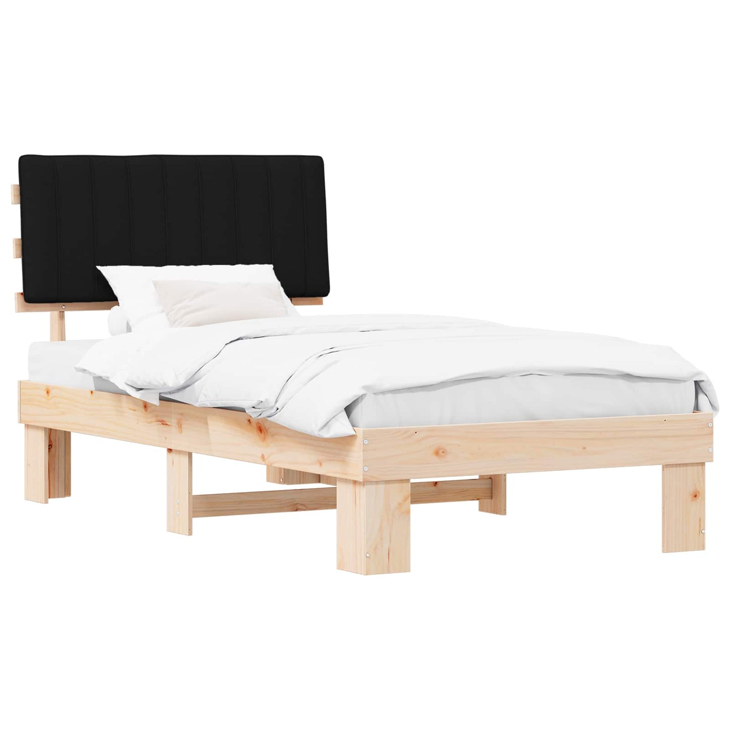 Bedframe met Gevoerd Hoofdgedeelte Zwart 100 x 200 cm is nu te koop bij PeponiXL, paradijselijk wonen!