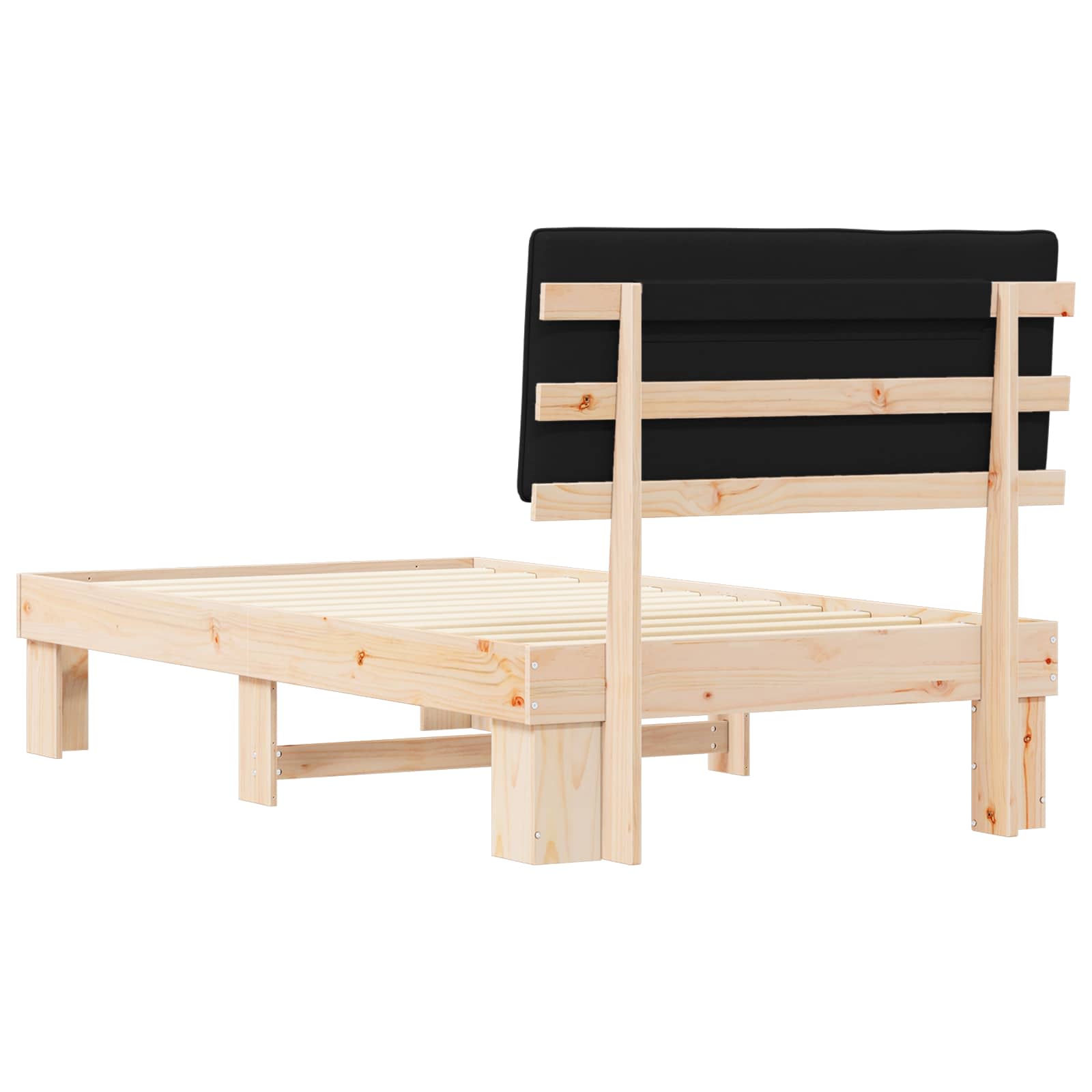 Bedframe met Gevoerd Hoofdgedeelte Zwart 100 x 200 cm is nu te koop bij PeponiXL, paradijselijk wonen!