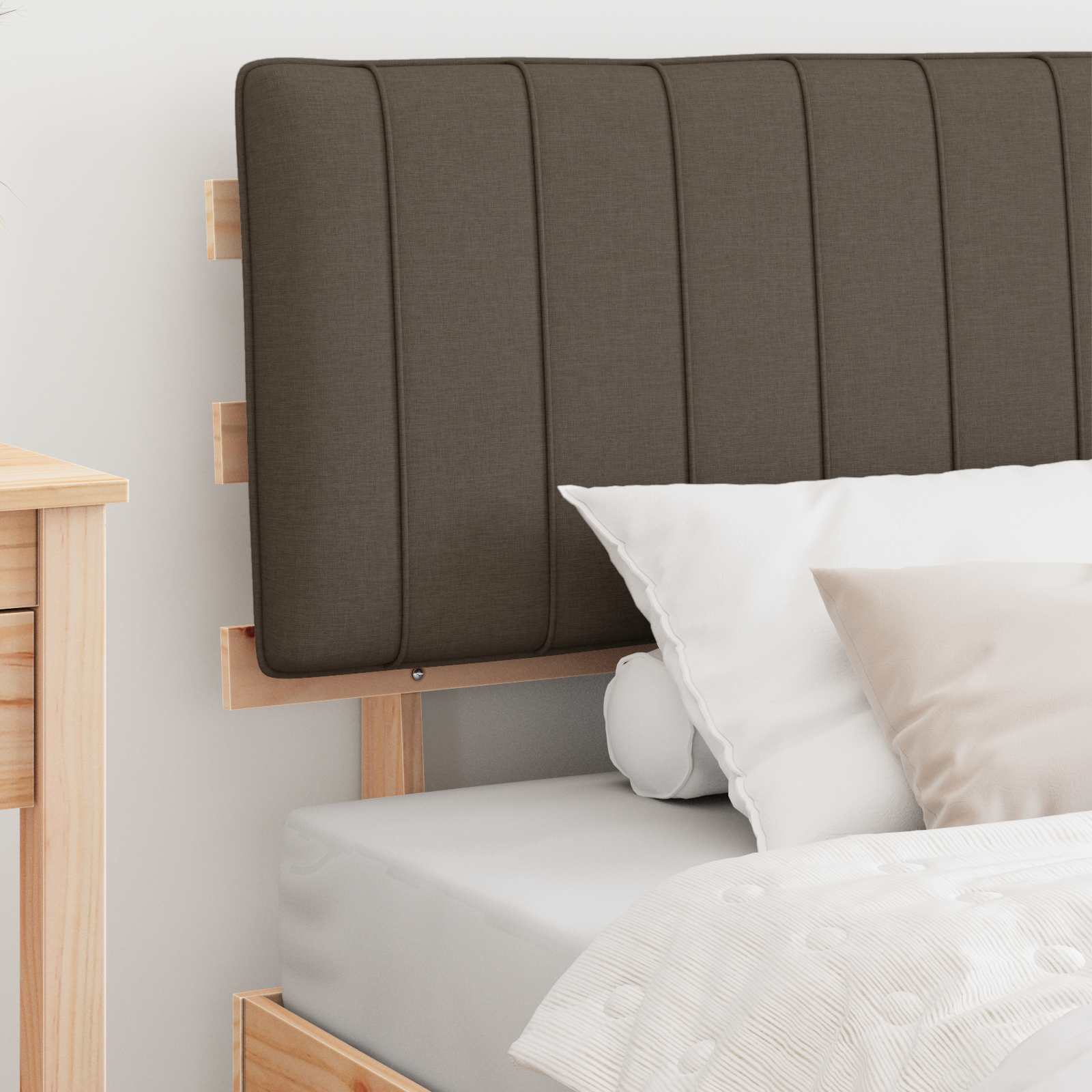 Bedframe met Gevoerd Hoofdgedeelte Taupe 100 x 200 cm is nu te koop bij PeponiXL, paradijselijk wonen!