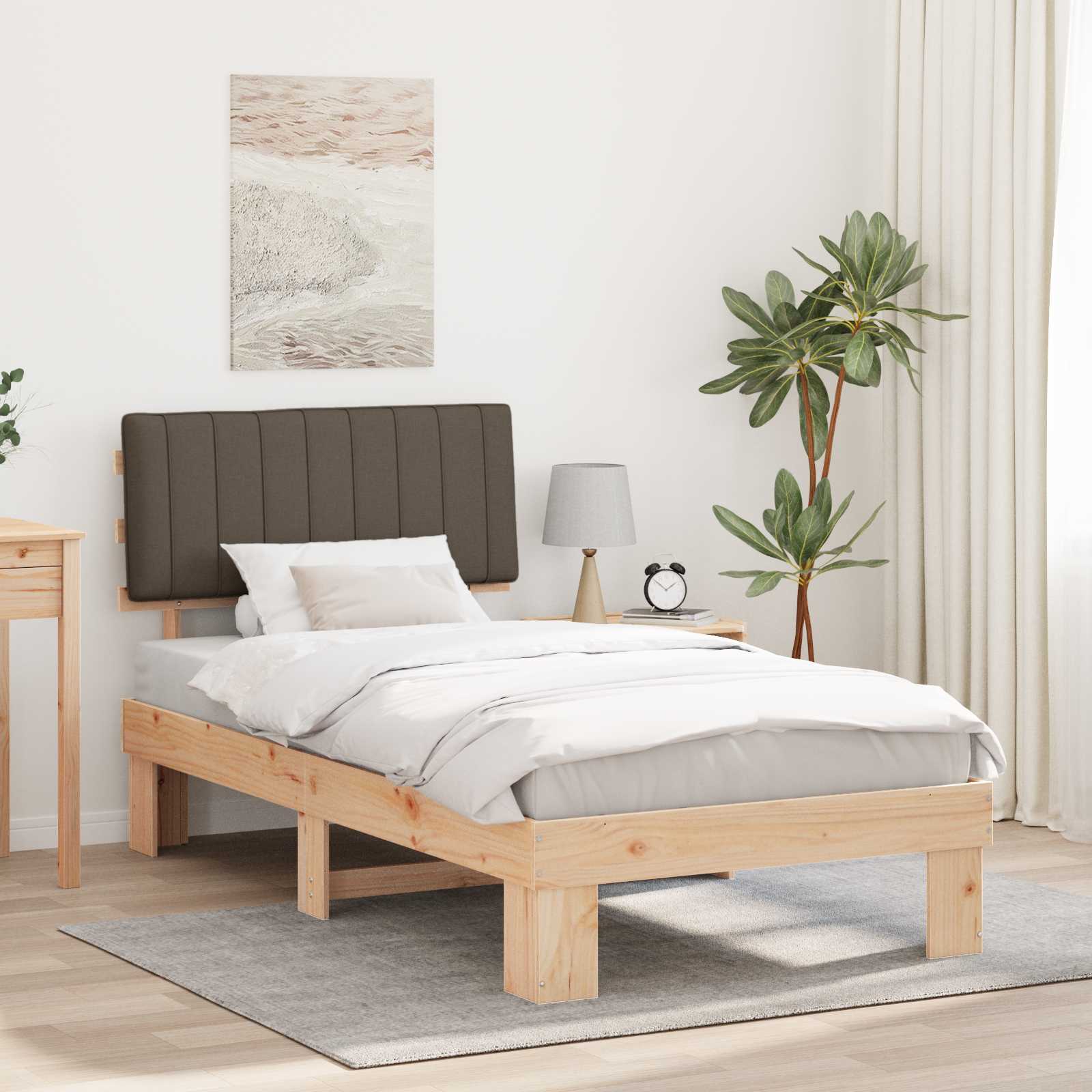 Bedframe met Gevoerd Hoofdgedeelte Taupe 100 x 200 cm is nu te koop bij PeponiXL, paradijselijk wonen!