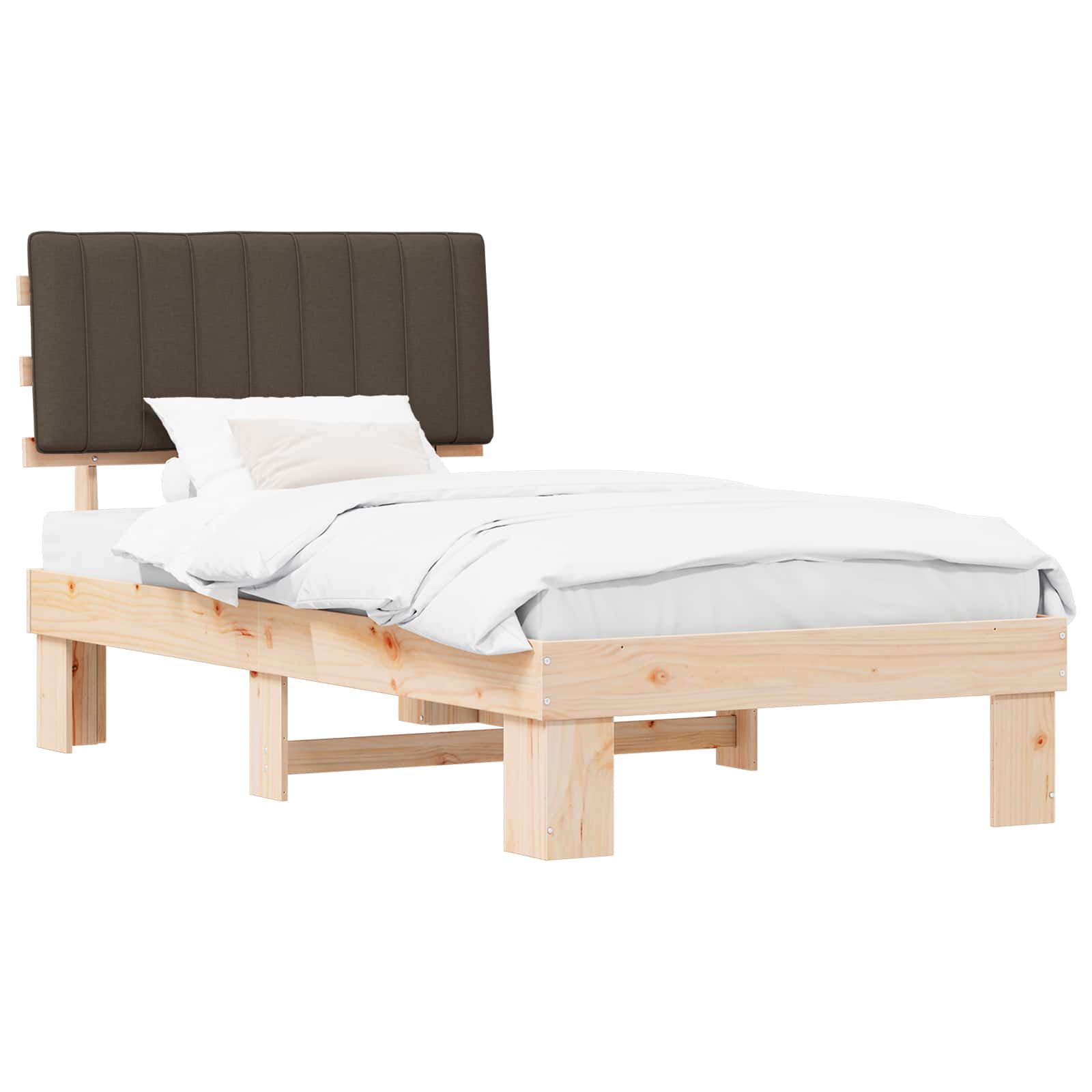 Bedframe met Gevoerd Hoofdgedeelte Taupe 100 x 200 cm is nu te koop bij PeponiXL, paradijselijk wonen!