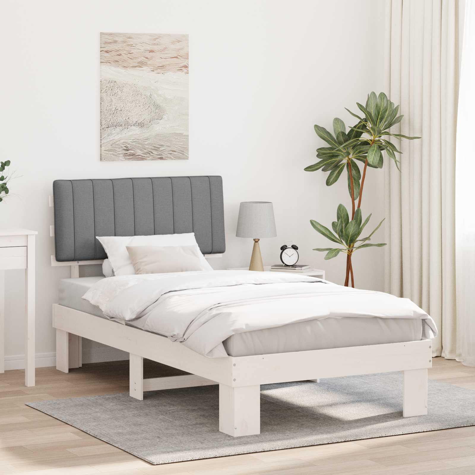 Bedframe met Gevoerd Hoofdgedeelte Lichtgrijs 100 x 200 cm is nu te koop bij PeponiXL, paradijselijk wonen!