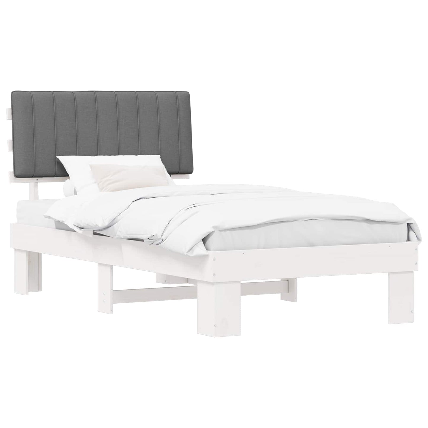 Bedframe met Gevoerd Hoofdgedeelte Lichtgrijs 100 x 200 cm is nu te koop bij PeponiXL, paradijselijk wonen!