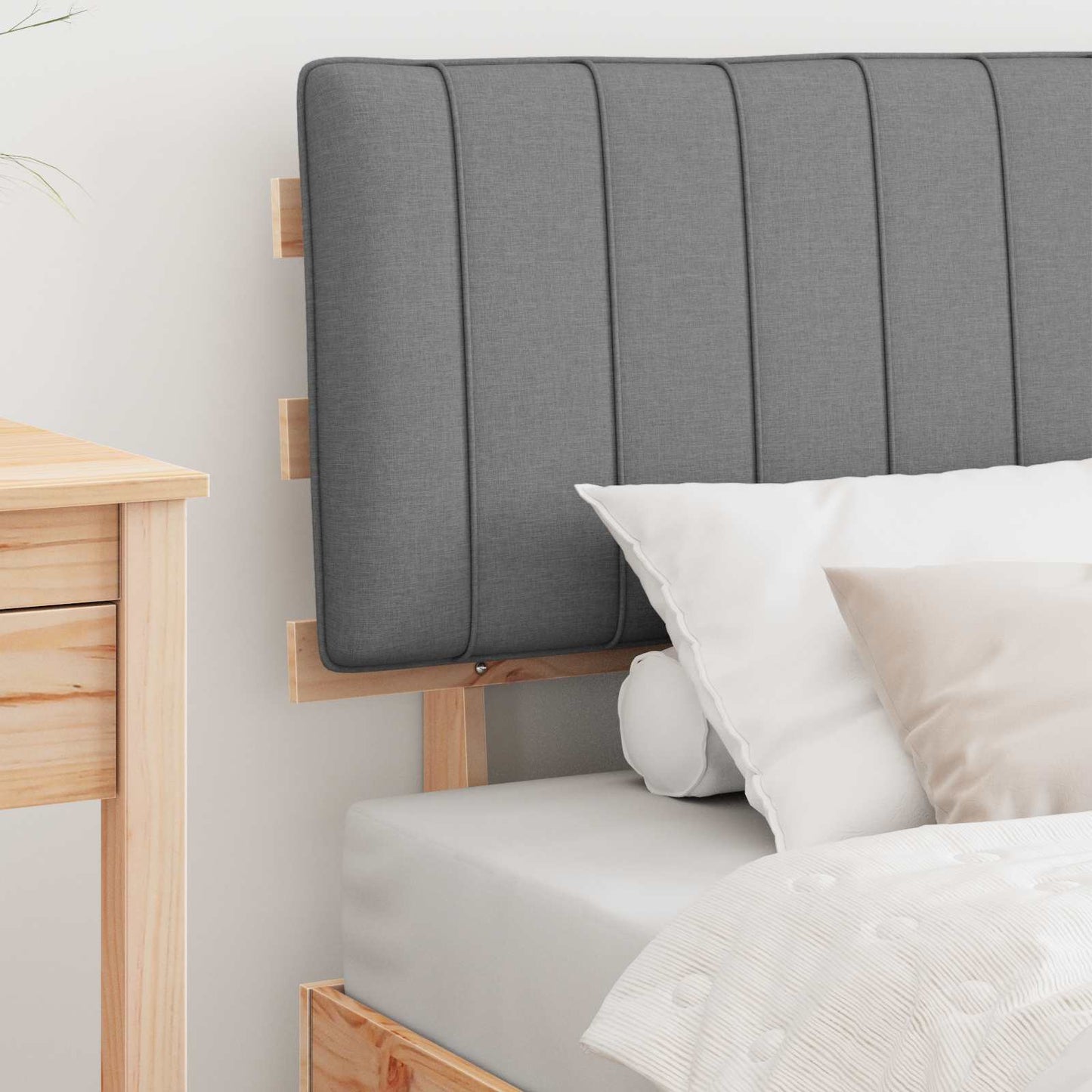 Bedframe met Gevoerd Hoofdgedeelte Lichtgrijs 90 x 200 cm