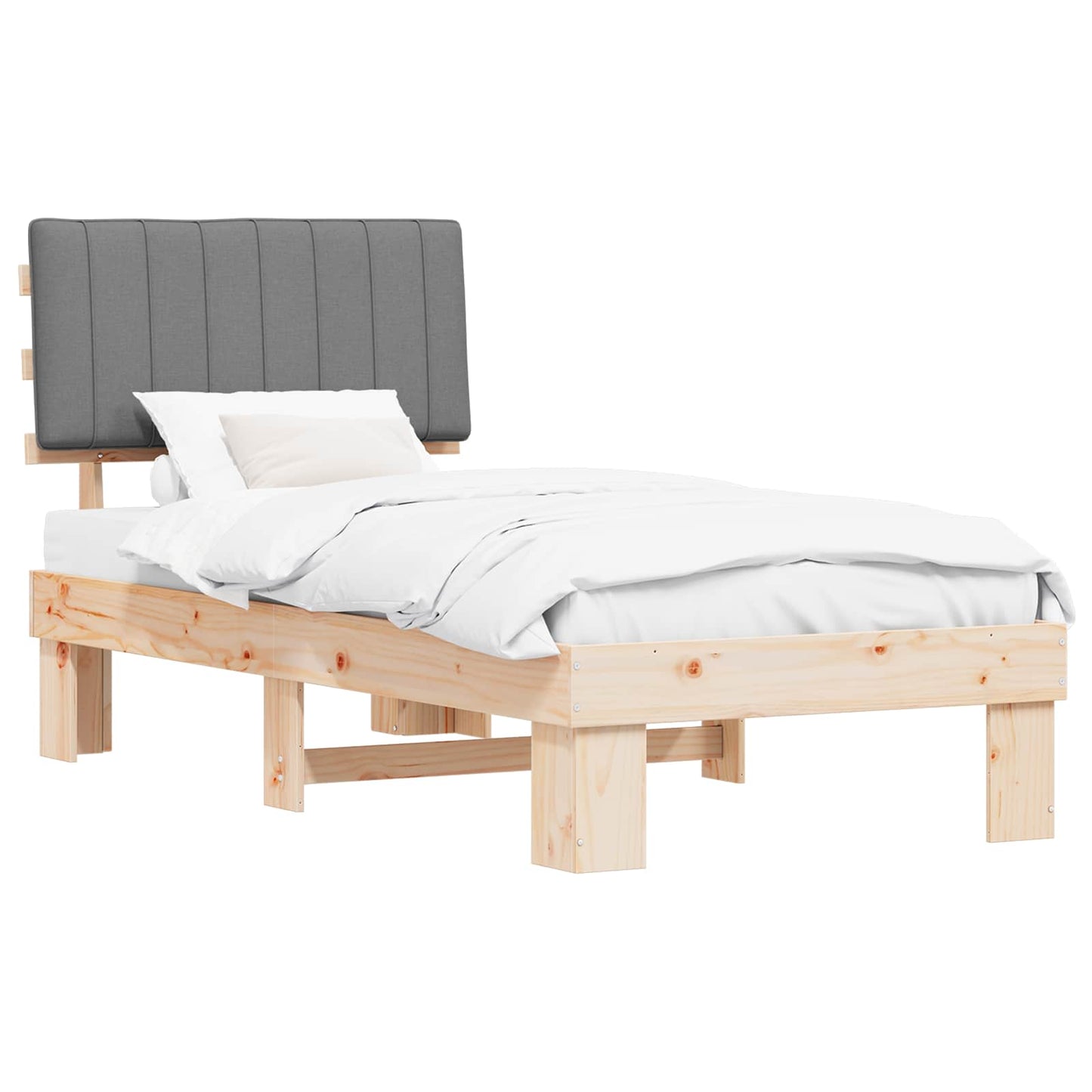 Bedframe met Gevoerd Hoofdgedeelte Lichtgrijs 90 x 200 cm