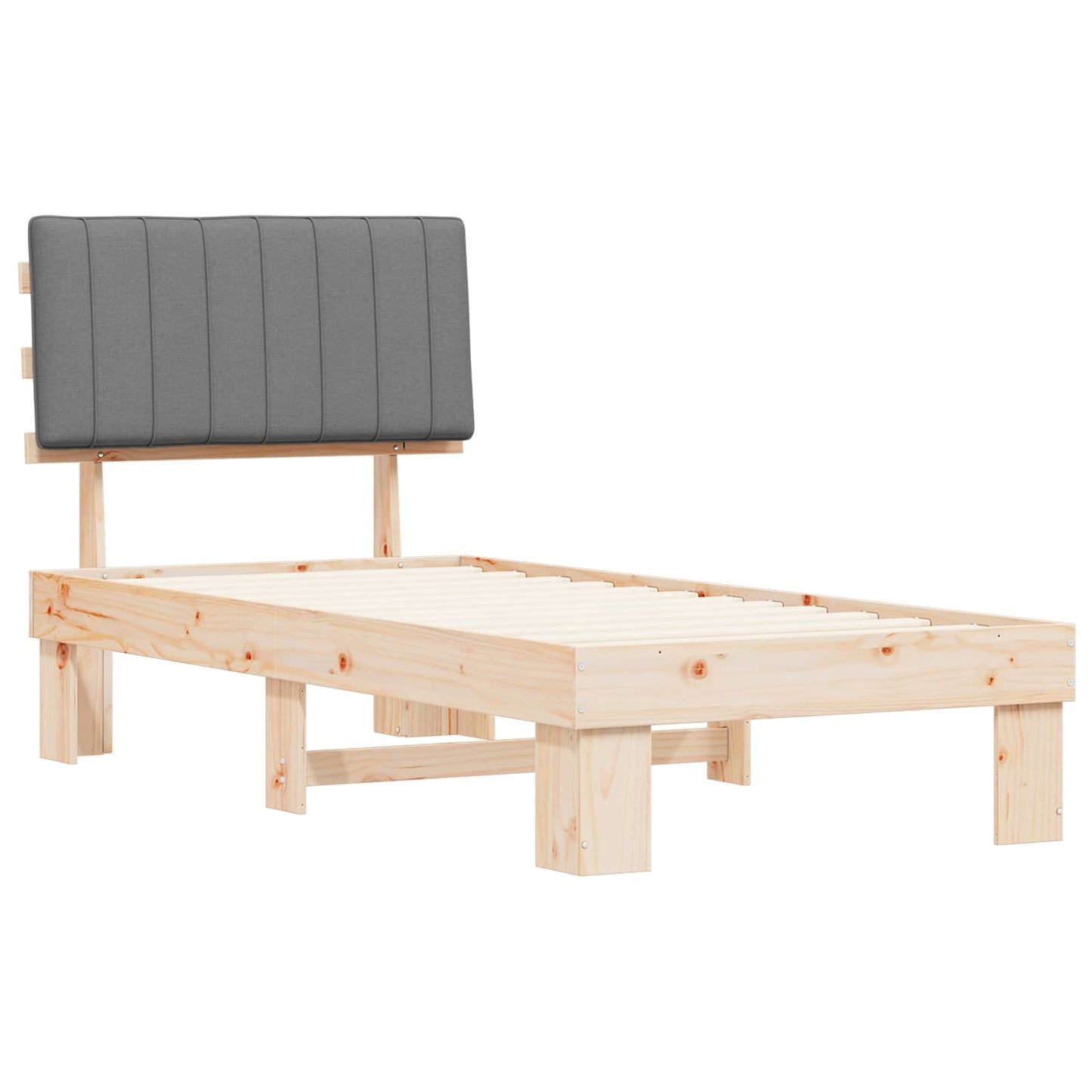Bedframe met Gevoerd Hoofdgedeelte Lichtgrijs 90 x 200 cm
