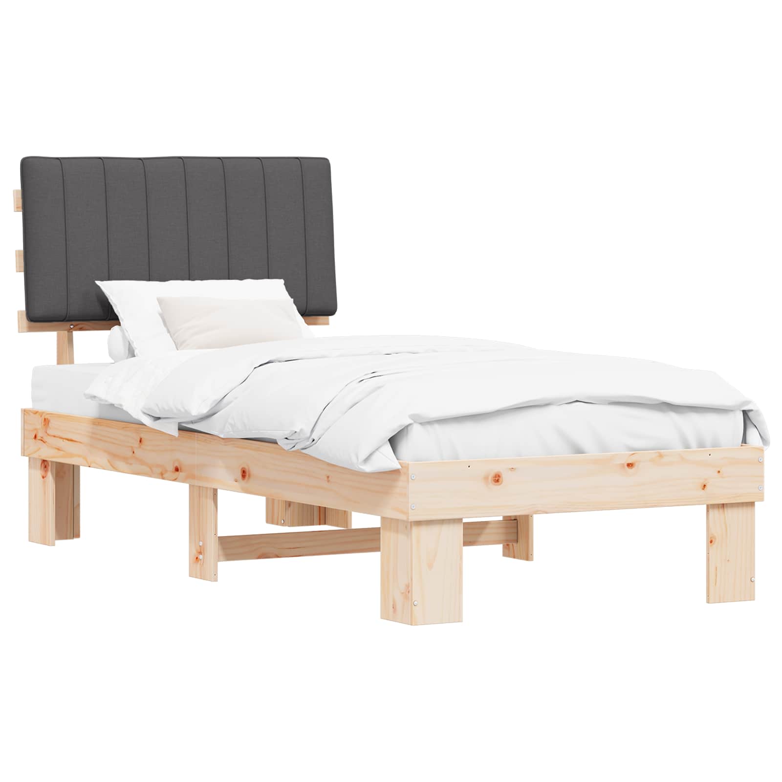 Bedframe met Gevoerd Hoofdgedeelte Donkergrijs 90 x 200 cm is nu te koop bij PeponiXL, paradijselijk wonen!