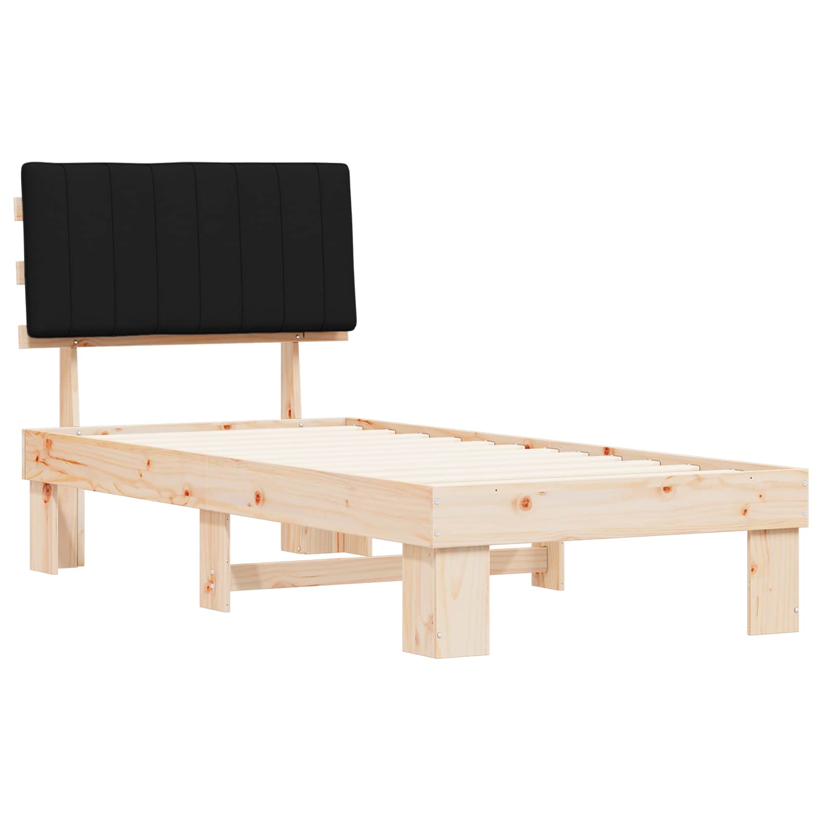 Bedframe met Gevoerd Hoofdgedeelte Zwart 90 x 200 cm is nu te koop bij PeponiXL, paradijselijk wonen!