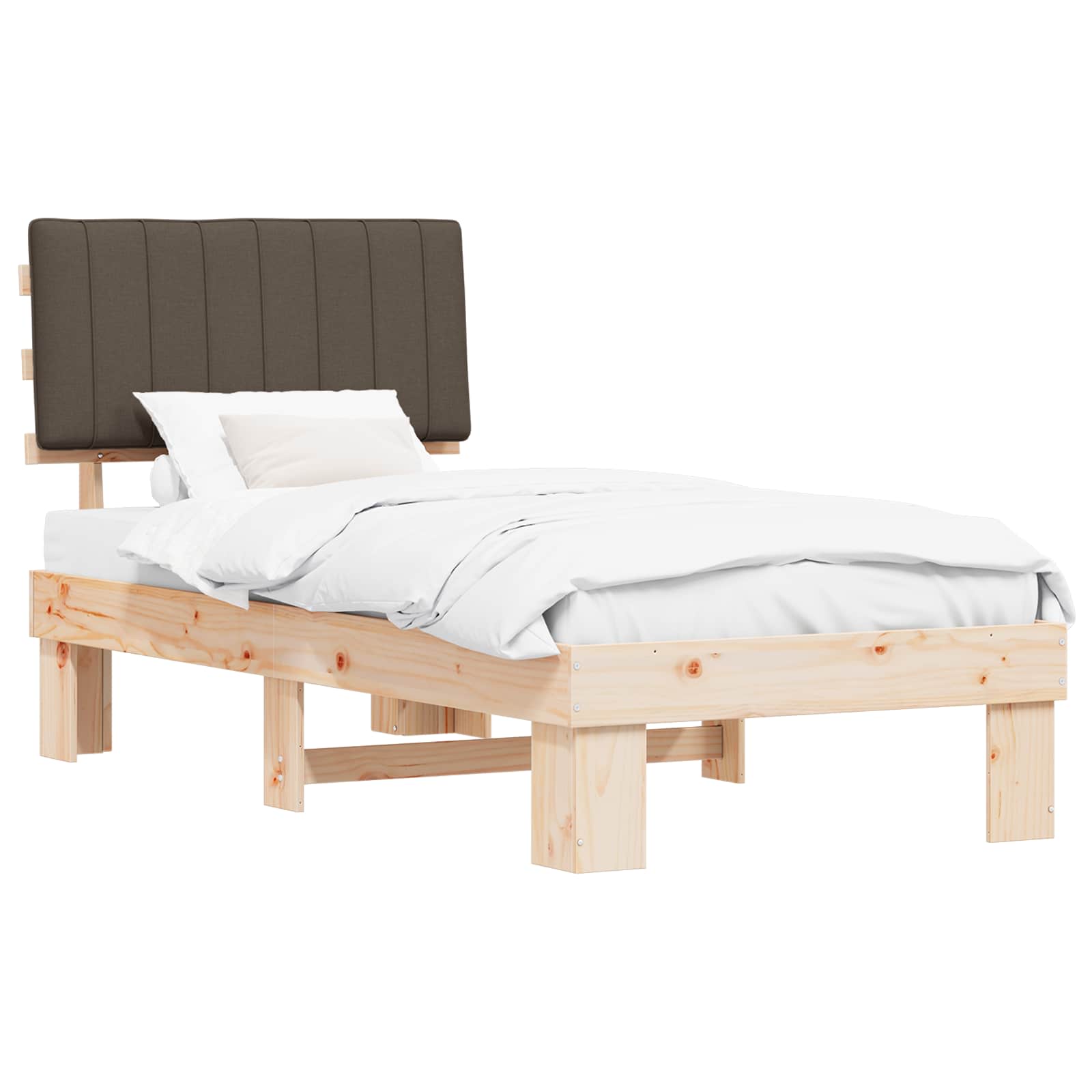 Bedframe met Gevoerd Hoofdgedeelte Taupe 90 x 200 cm is nu te koop bij PeponiXL, paradijselijk wonen!