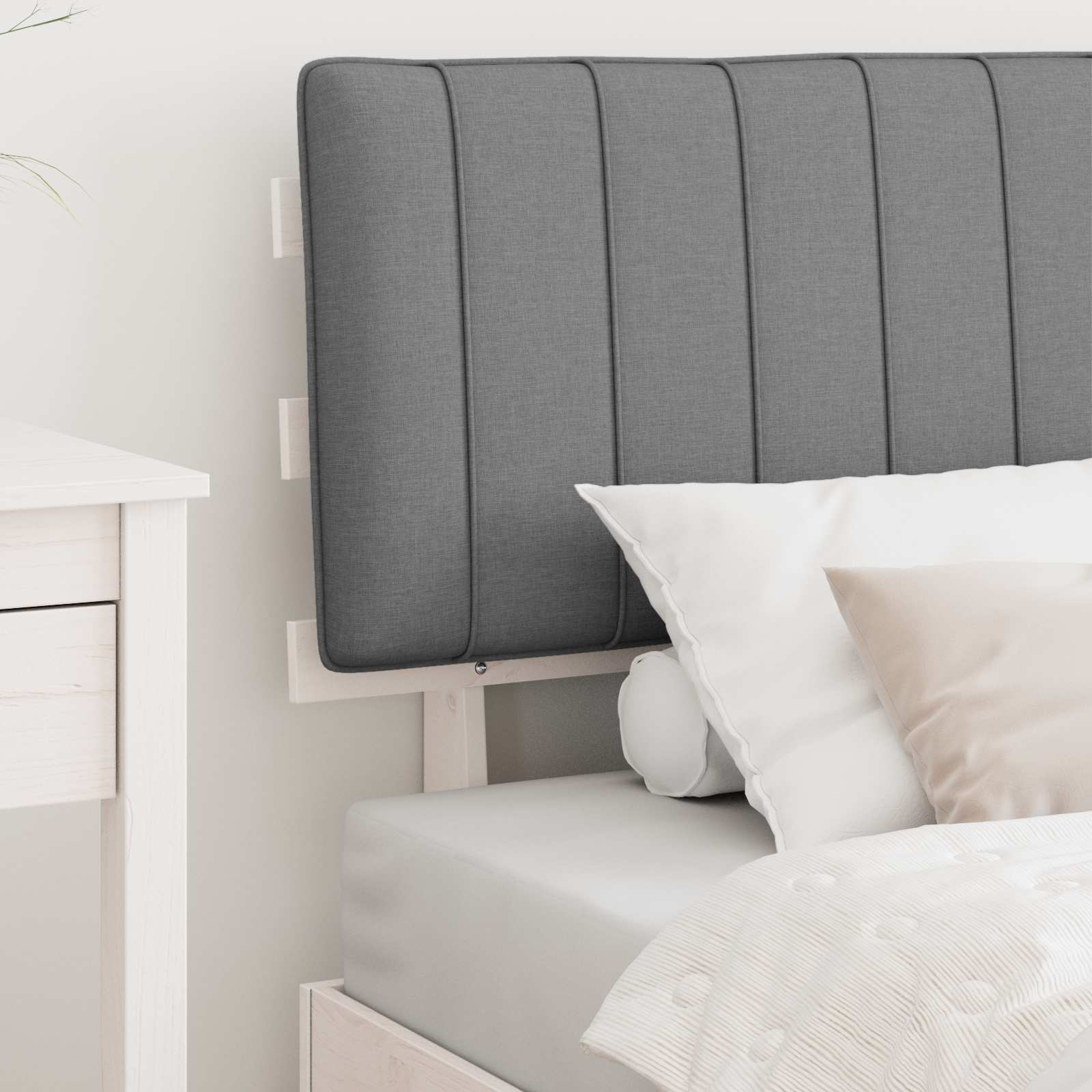 Bedframe met Gevoerd Hoofdgedeelte Lichtgrijs 90 x 200 cm is nu te koop bij PeponiXL, paradijselijk wonen!