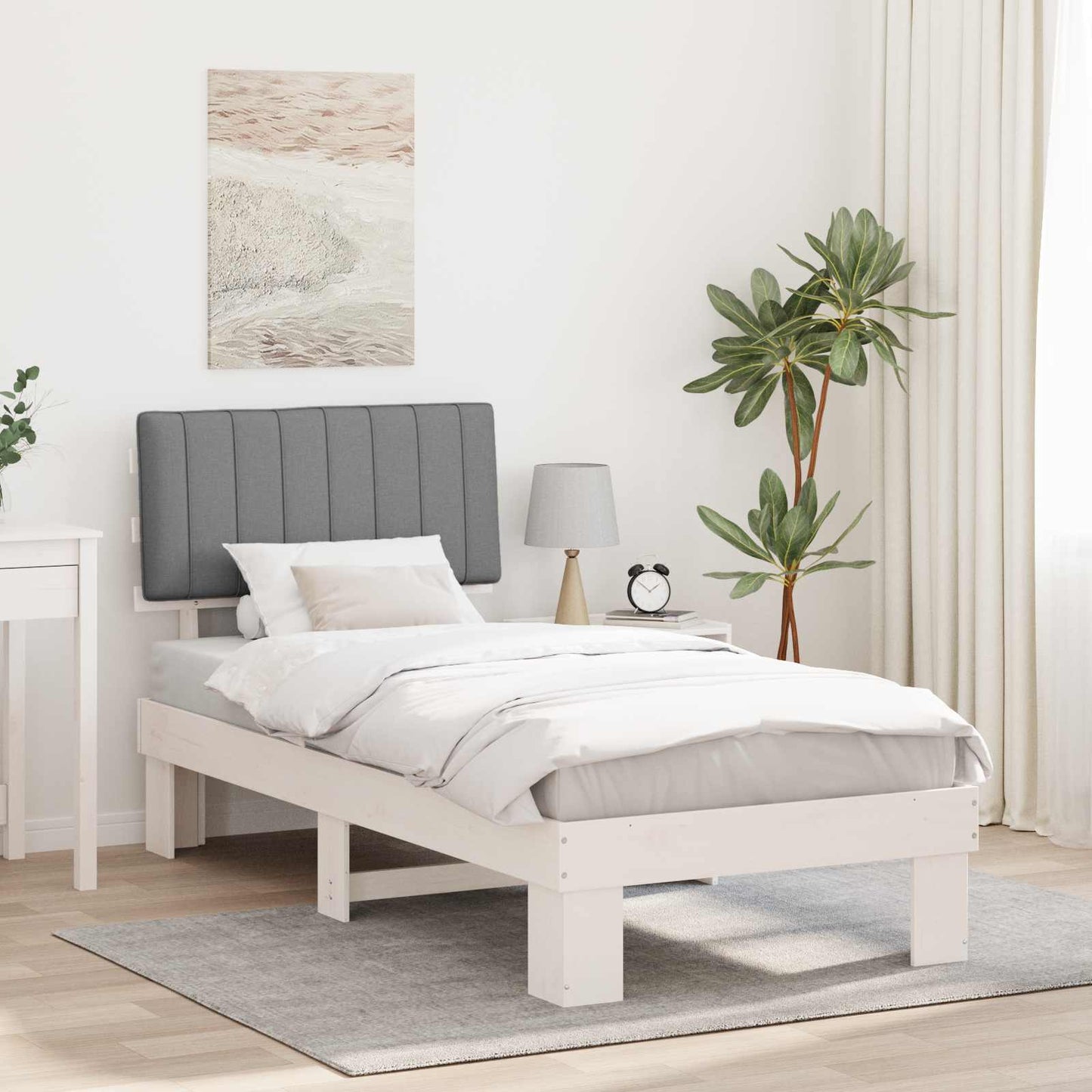 Bedframe met Gevoerd Hoofdgedeelte Lichtgrijs 90 x 200 cm is nu te koop bij PeponiXL, paradijselijk wonen!