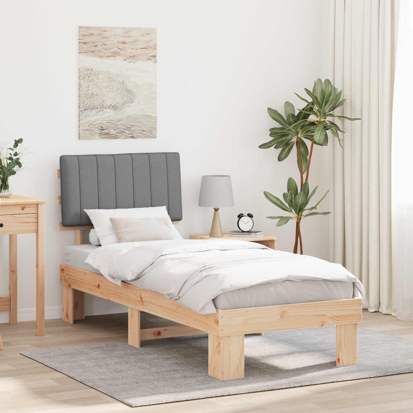 Bedframe met Gevoerd Hoofdgedeelte Lichtgrijs 80 x 200 cm is nu te koop bij PeponiXL, paradijselijk wonen!