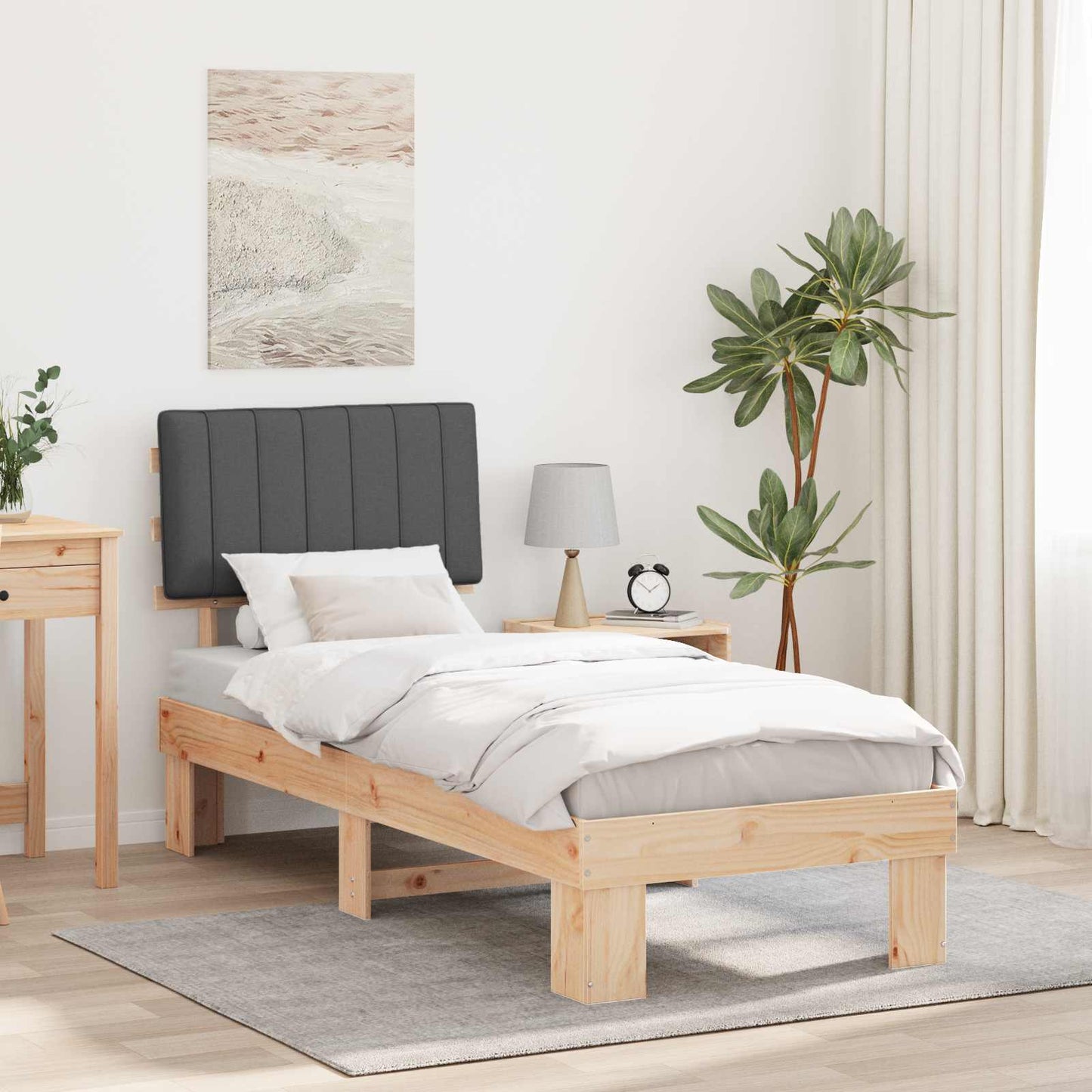 Bedframe met Gevoerd Hoofdgedeelte Donkergrijs 80 x 200 cm is nu te koop bij PeponiXL, paradijselijk wonen!
