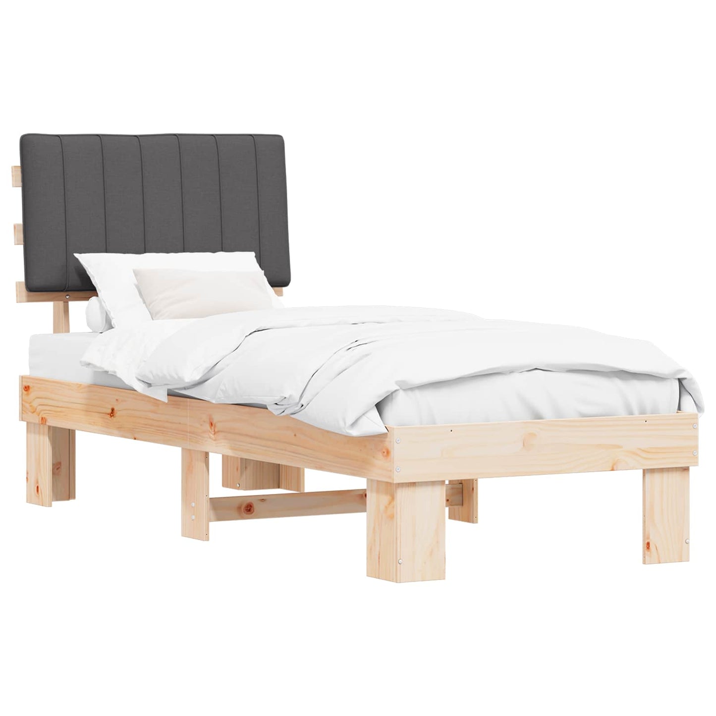 Bedframe met Gevoerd Hoofdgedeelte Donkergrijs 80 x 200 cm is nu te koop bij PeponiXL, paradijselijk wonen!