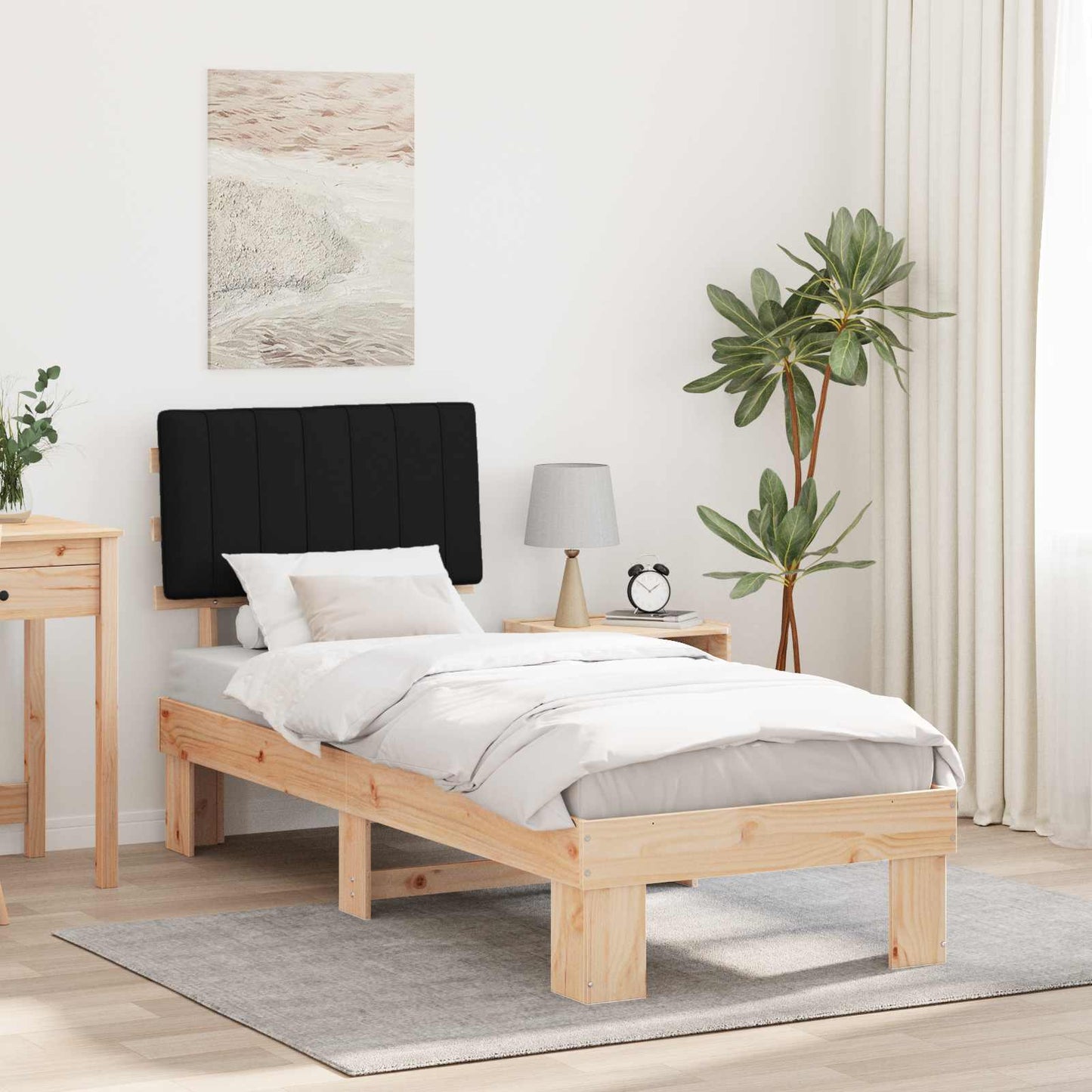 Bedframe met Gevoerd Hoofdgedeelte Zwart 80 x 200 cm is nu te koop bij PeponiXL, paradijselijk wonen!