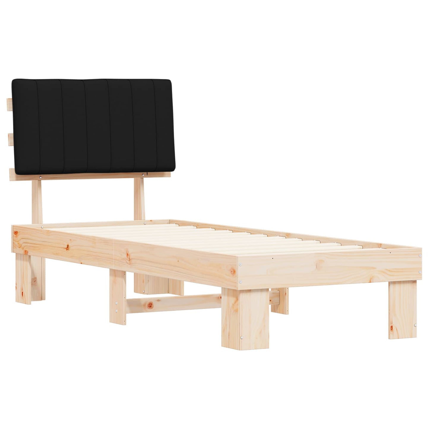 Bedframe met Gevoerd Hoofdgedeelte Zwart 80 x 200 cm is nu te koop bij PeponiXL, paradijselijk wonen!