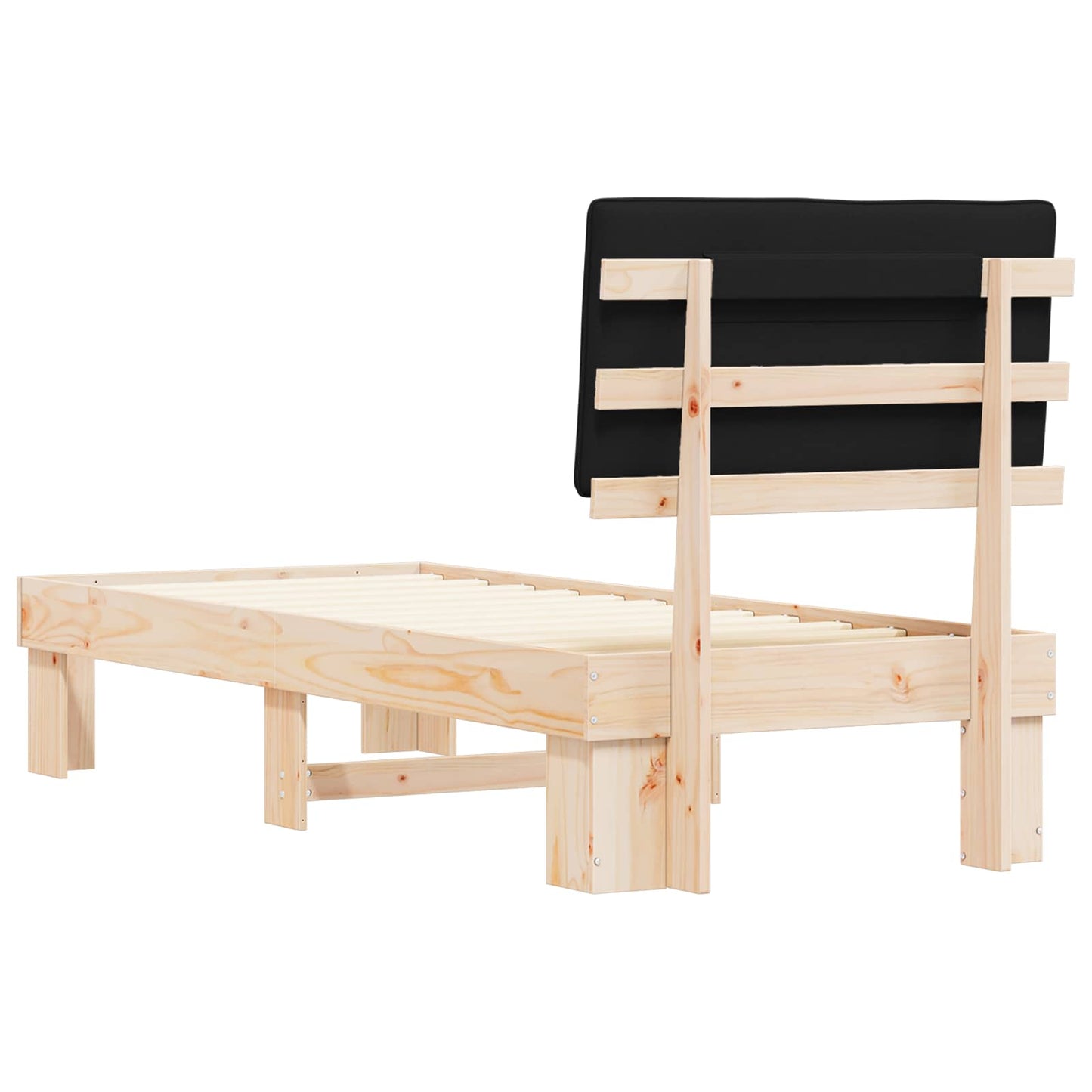 Bedframe met Gevoerd Hoofdgedeelte Zwart 80 x 200 cm is nu te koop bij PeponiXL, paradijselijk wonen!