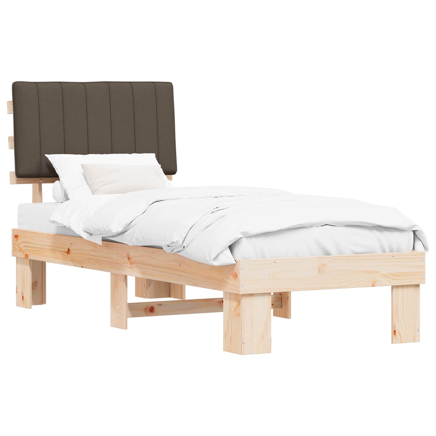 Bedframe met Gevoerd Hoofdgedeelte Taupe 80 x 200 cm is nu te koop bij PeponiXL, paradijselijk wonen!