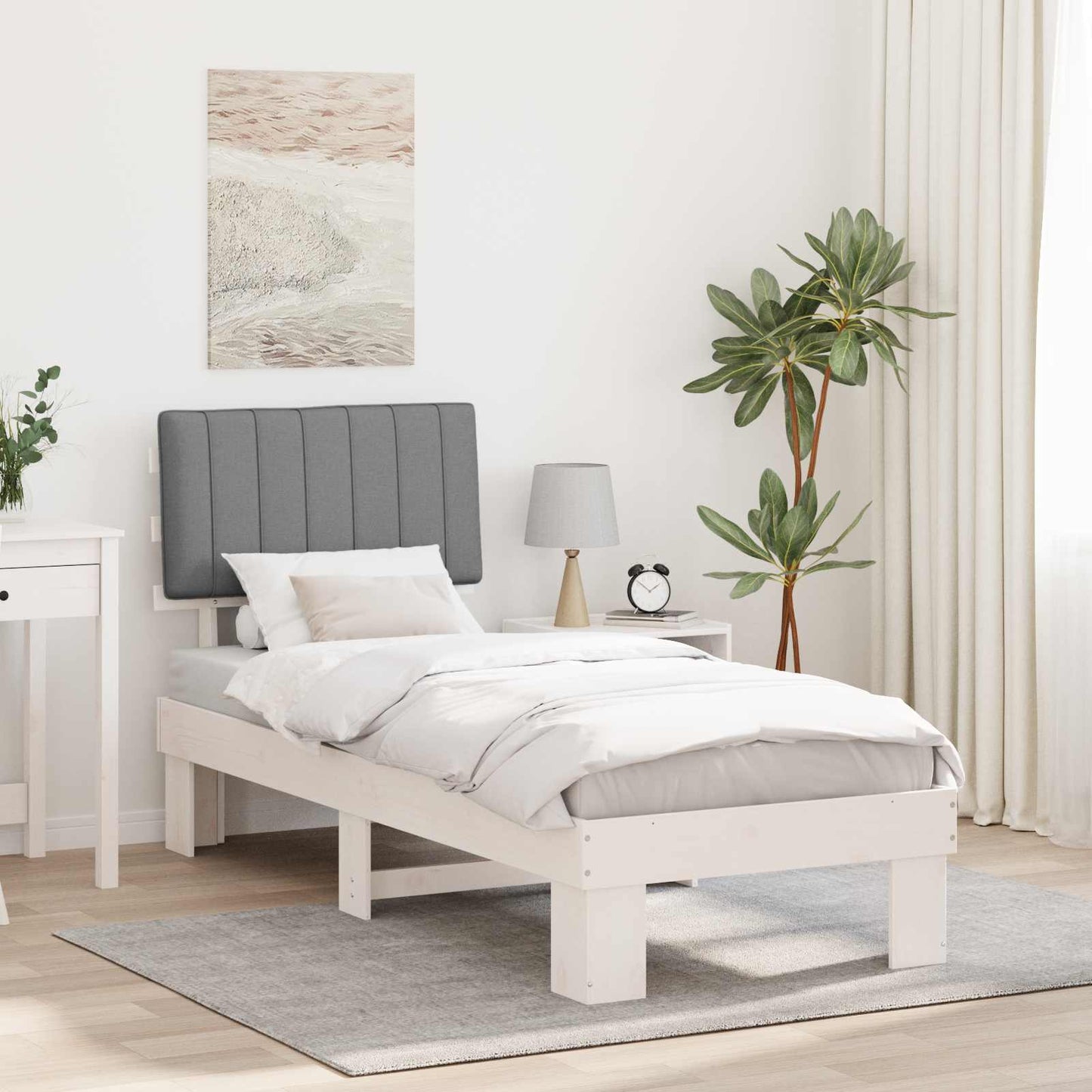 Bedframe met Gevoerd Hoofdgedeelte Lichtgrijs 80 x 200 cm is nu te koop bij PeponiXL, paradijselijk wonen!