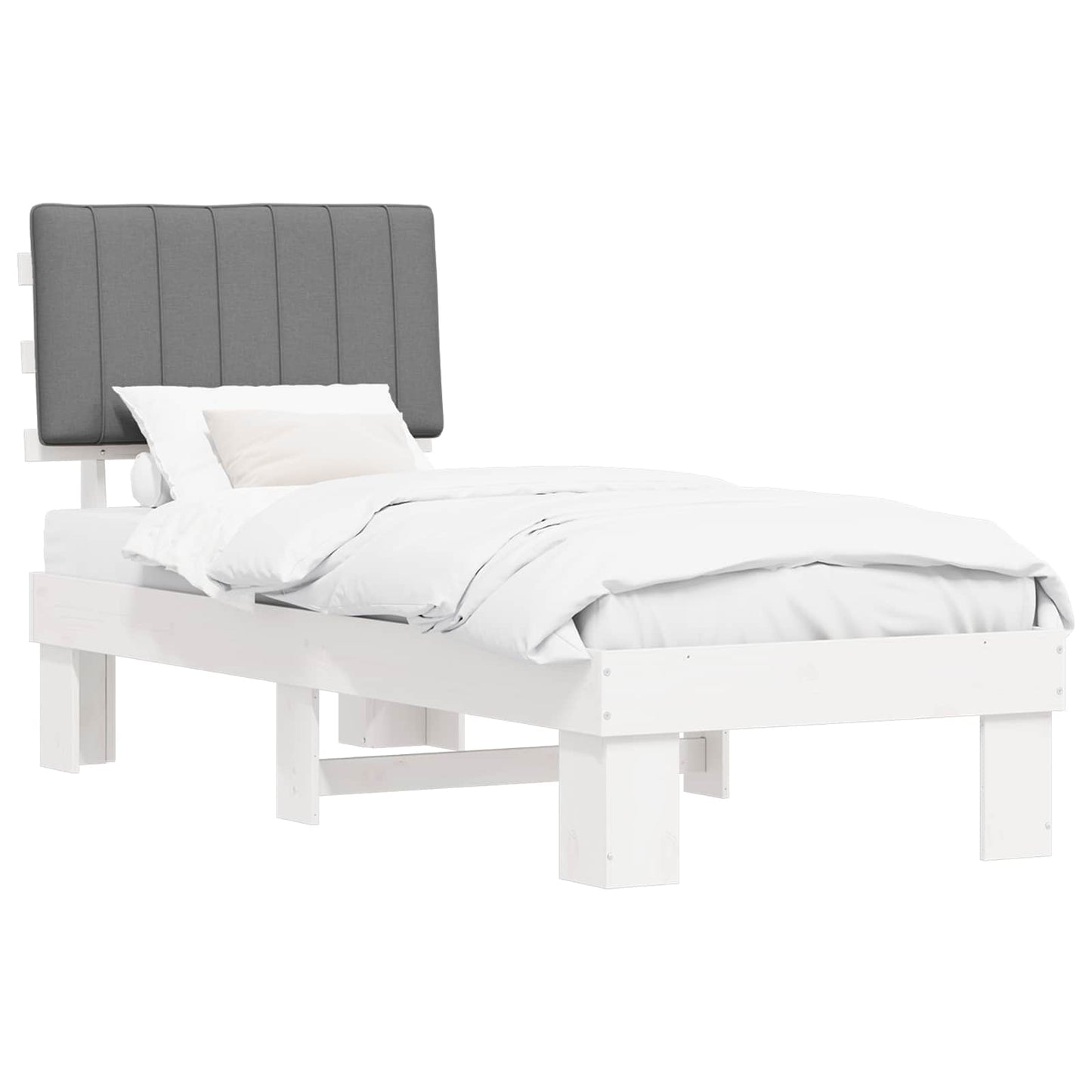 Bedframe met Gevoerd Hoofdgedeelte Lichtgrijs 80 x 200 cm is nu te koop bij PeponiXL, paradijselijk wonen!
