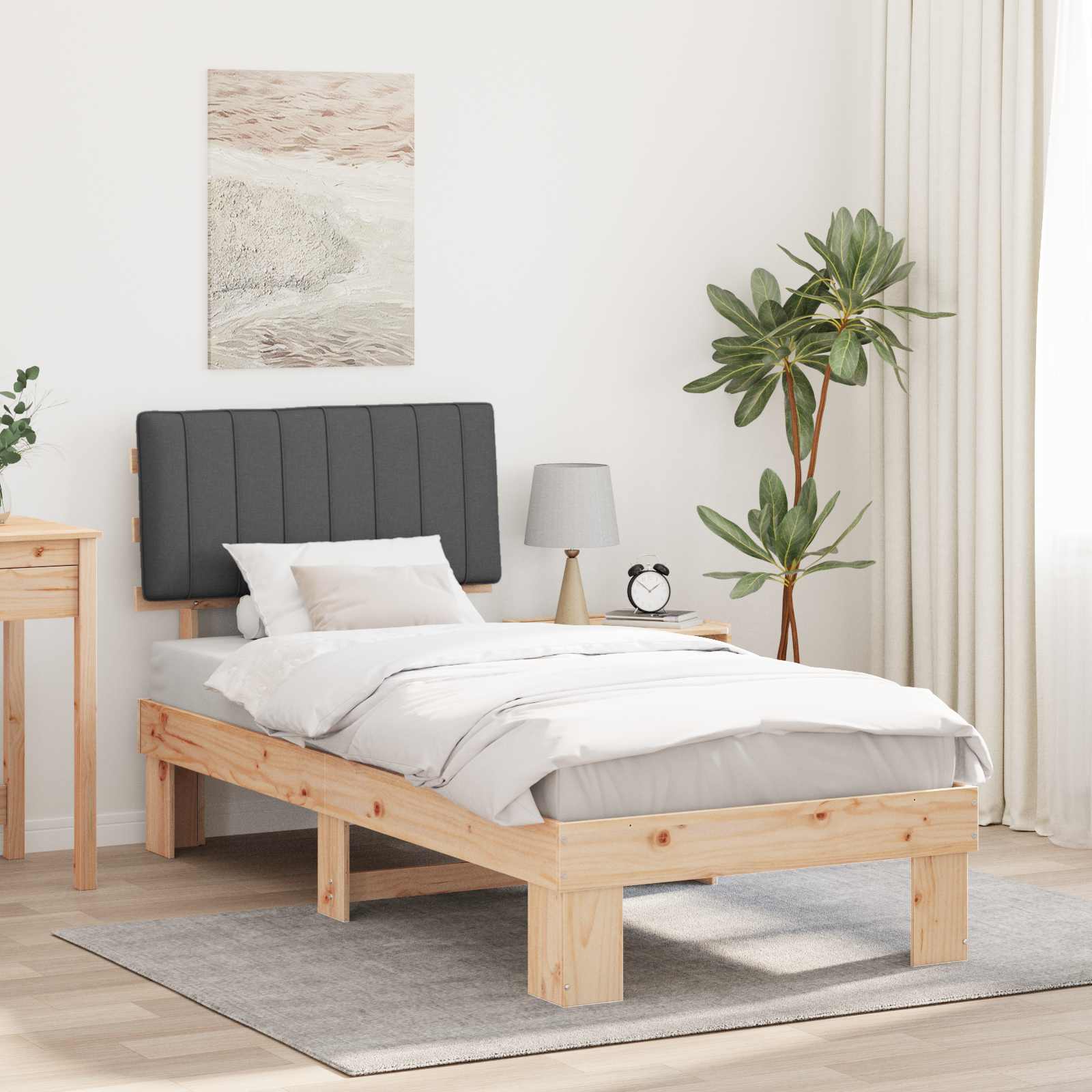 Bedframe met Gevoerd Hoofdgedeelte Donkergrijs 90 x 190 cm is nu te koop bij PeponiXL, paradijselijk wonen!