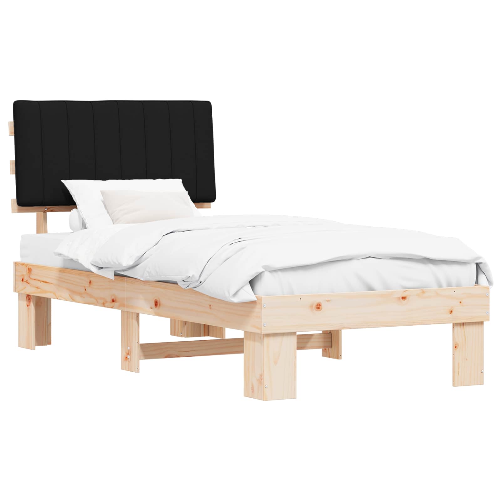 Bedframe met Gevoerd Hoofdgedeelte Zwart 90 x 190 cm is nu te koop bij PeponiXL, paradijselijk wonen!
