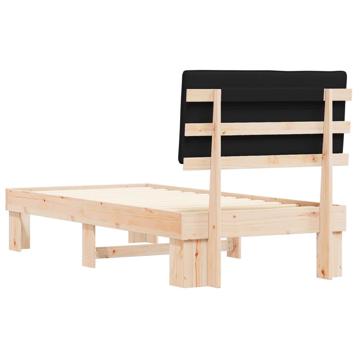 Bedframe met Gevoerd Hoofdgedeelte Zwart 90 x 190 cm is nu te koop bij PeponiXL, paradijselijk wonen!