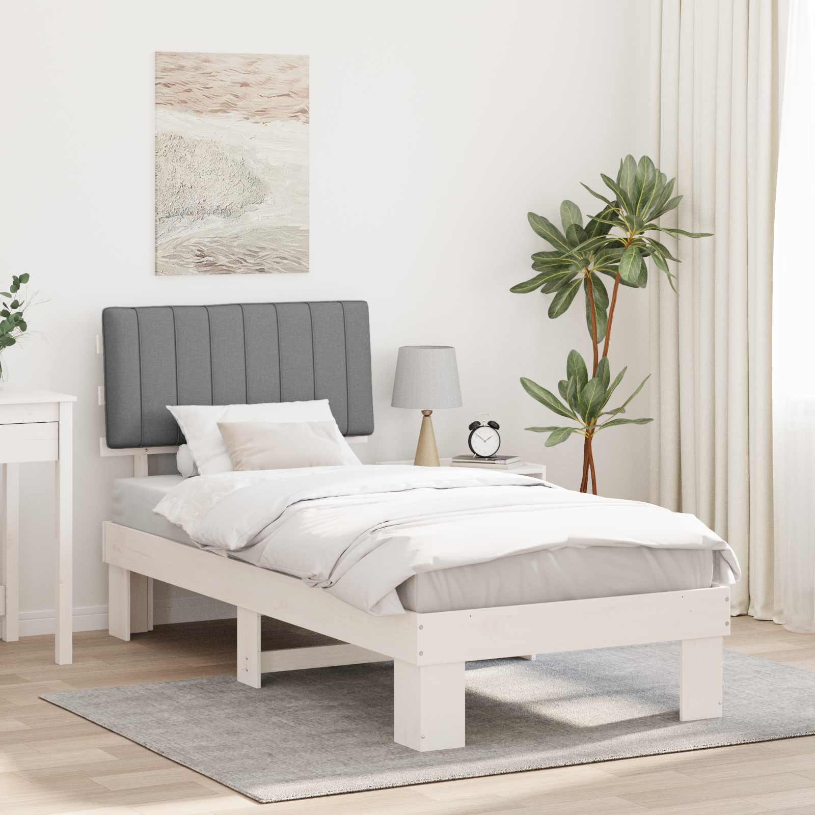 Bedframe met Gevoerd Hoofdgedeelte Lichtgrijs 90 x 190 cm is nu te koop bij PeponiXL, paradijselijk wonen!
