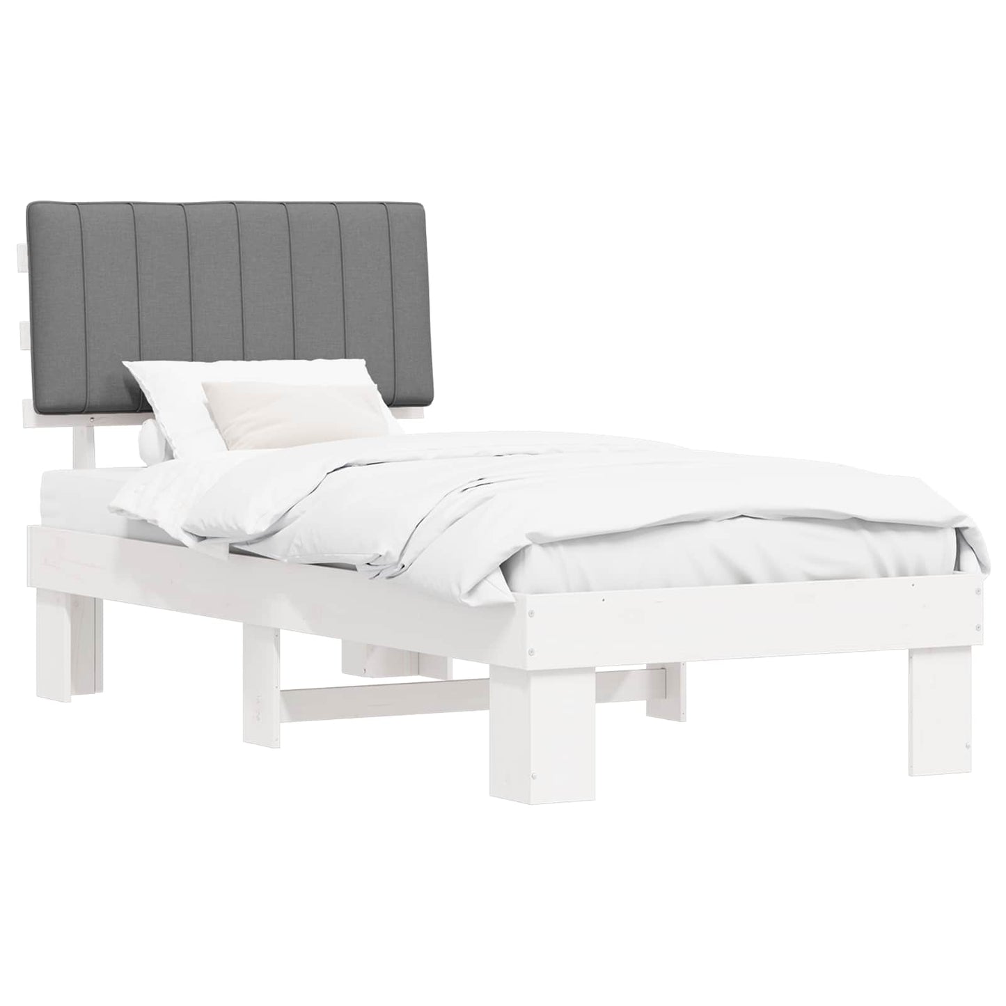 Bedframe met Gevoerd Hoofdgedeelte Lichtgrijs 90 x 190 cm is nu te koop bij PeponiXL, paradijselijk wonen!
