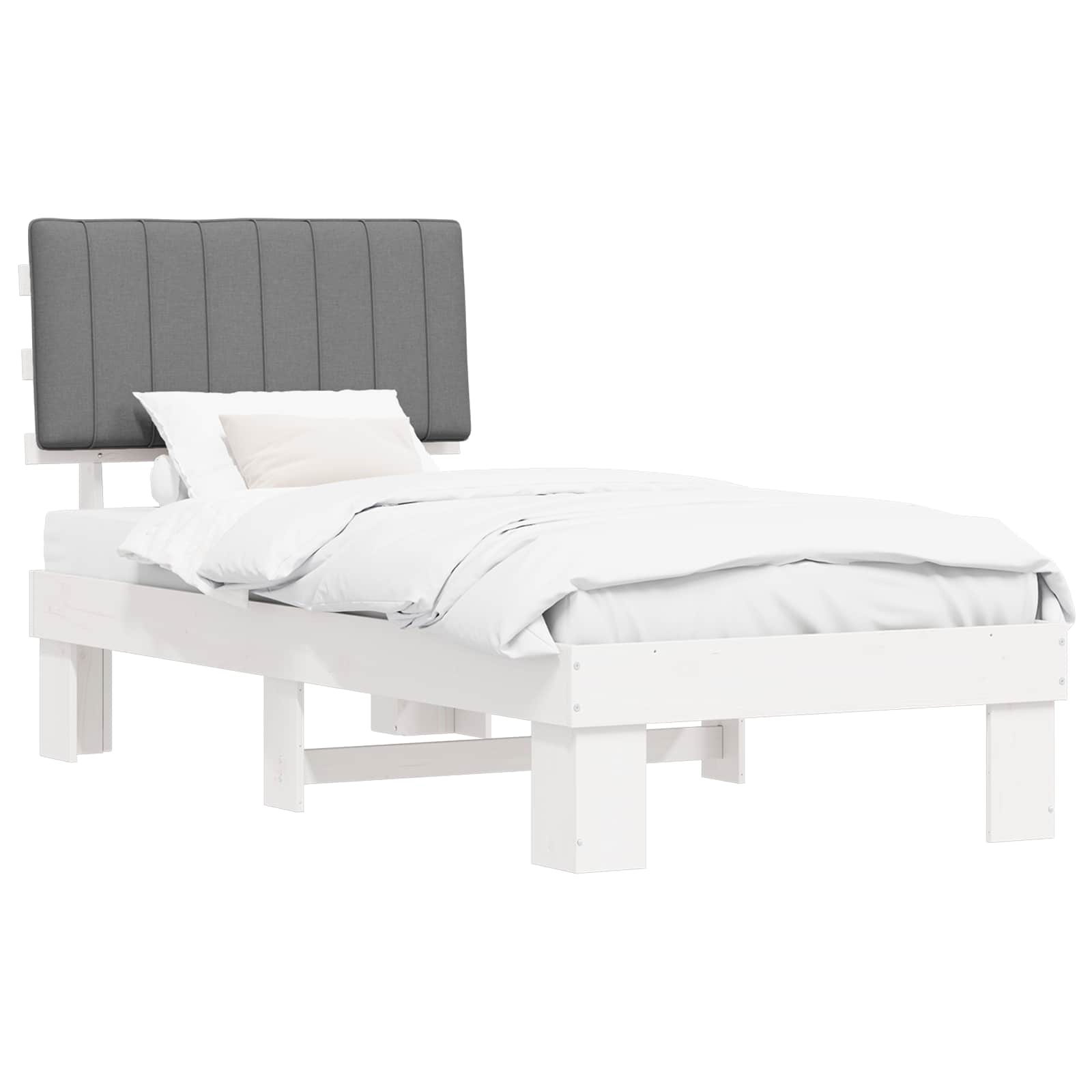 Bedframe met Gevoerd Hoofdgedeelte Lichtgrijs 90 x 190 cm is nu te koop bij PeponiXL, paradijselijk wonen!