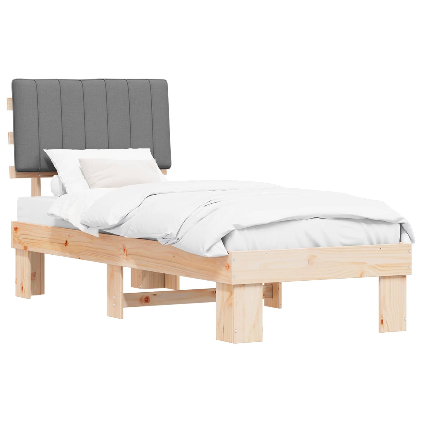 Bedframe met Gevoerd Hoofdgedeelte Lichtgrijs 75 x 190 cm is nu te koop bij PeponiXL, paradijselijk wonen!