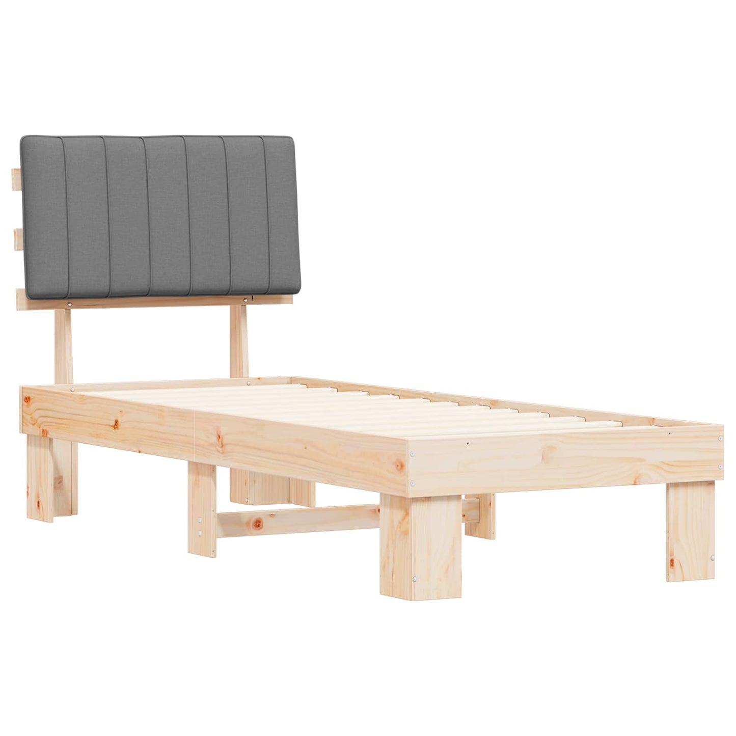 Bedframe met Gevoerd Hoofdgedeelte Lichtgrijs 75 x 190 cm is nu te koop bij PeponiXL, paradijselijk wonen!