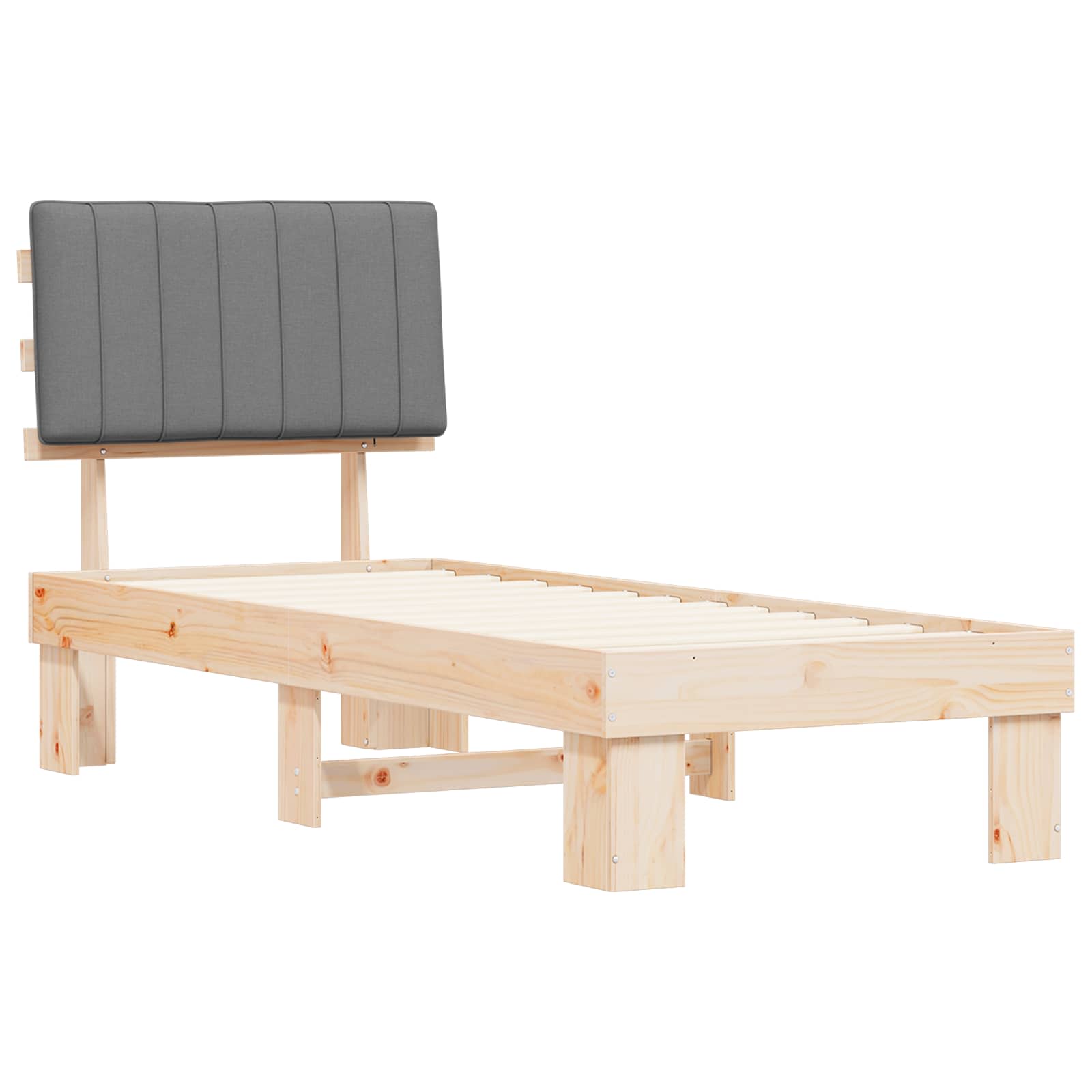 Bedframe met Gevoerd Hoofdgedeelte Lichtgrijs 75 x 190 cm is nu te koop bij PeponiXL, paradijselijk wonen!