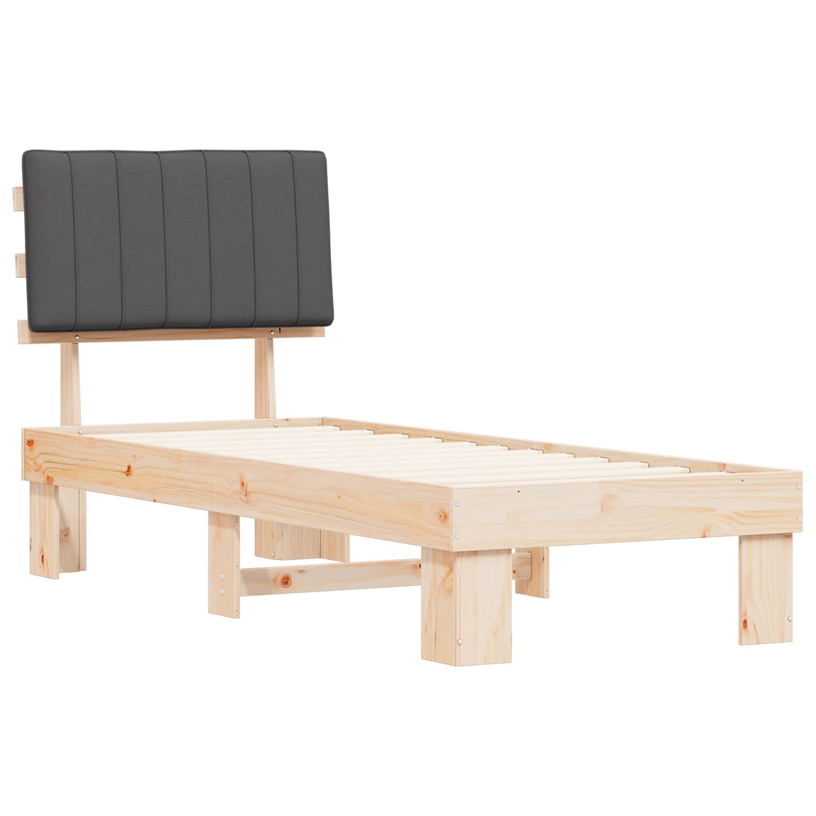 Bedframe met Gevoerd Hoofdgedeelte Donkergrijs 75 x 190 cm is nu te koop bij PeponiXL, paradijselijk wonen!