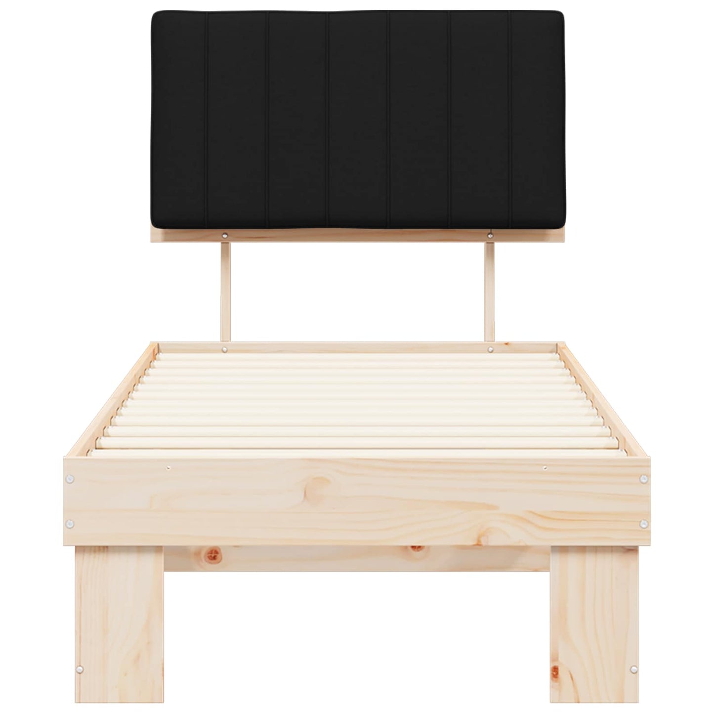 Bedframe met Gevoerd Hoofdgedeelte Zwart 75 x 190 cm is nu te koop bij PeponiXL, paradijselijk wonen!