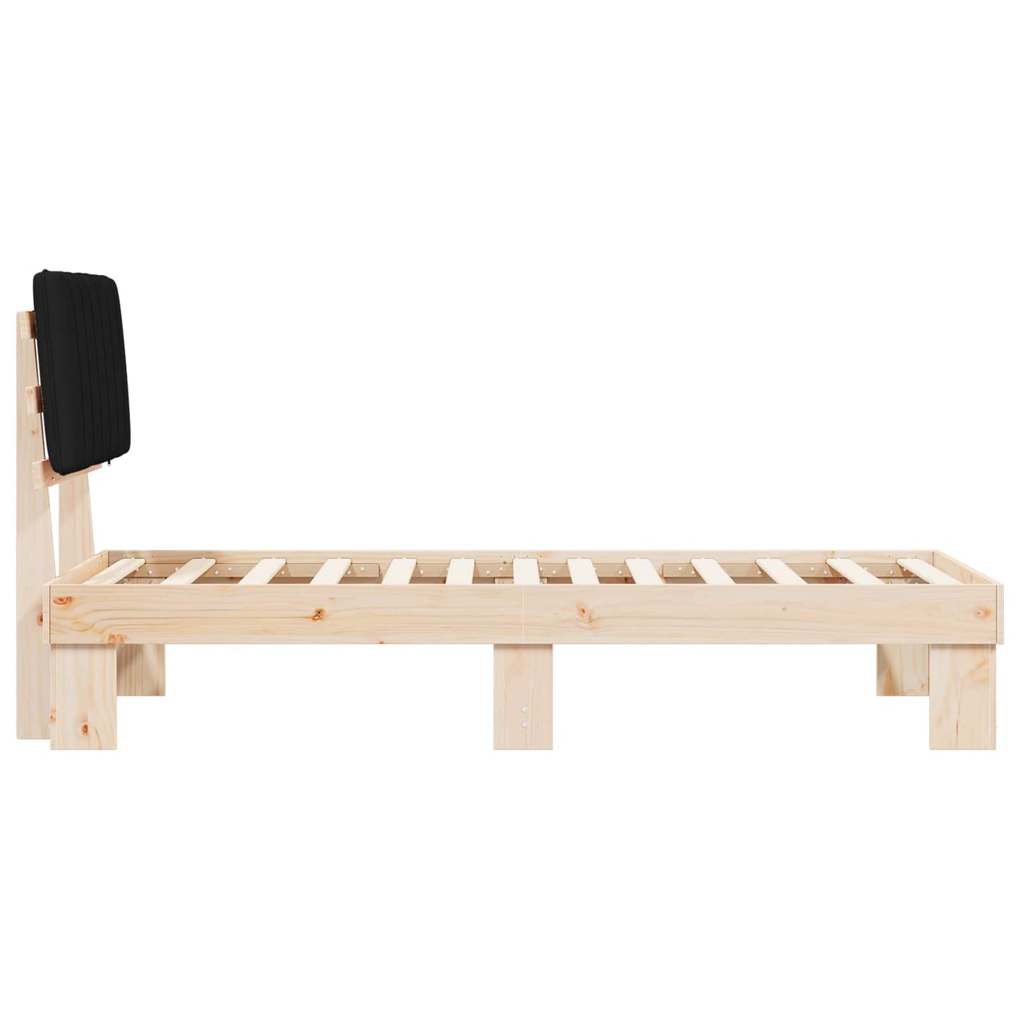 Bedframe met Gevoerd Hoofdgedeelte Zwart 75 x 190 cm is nu te koop bij PeponiXL, paradijselijk wonen!